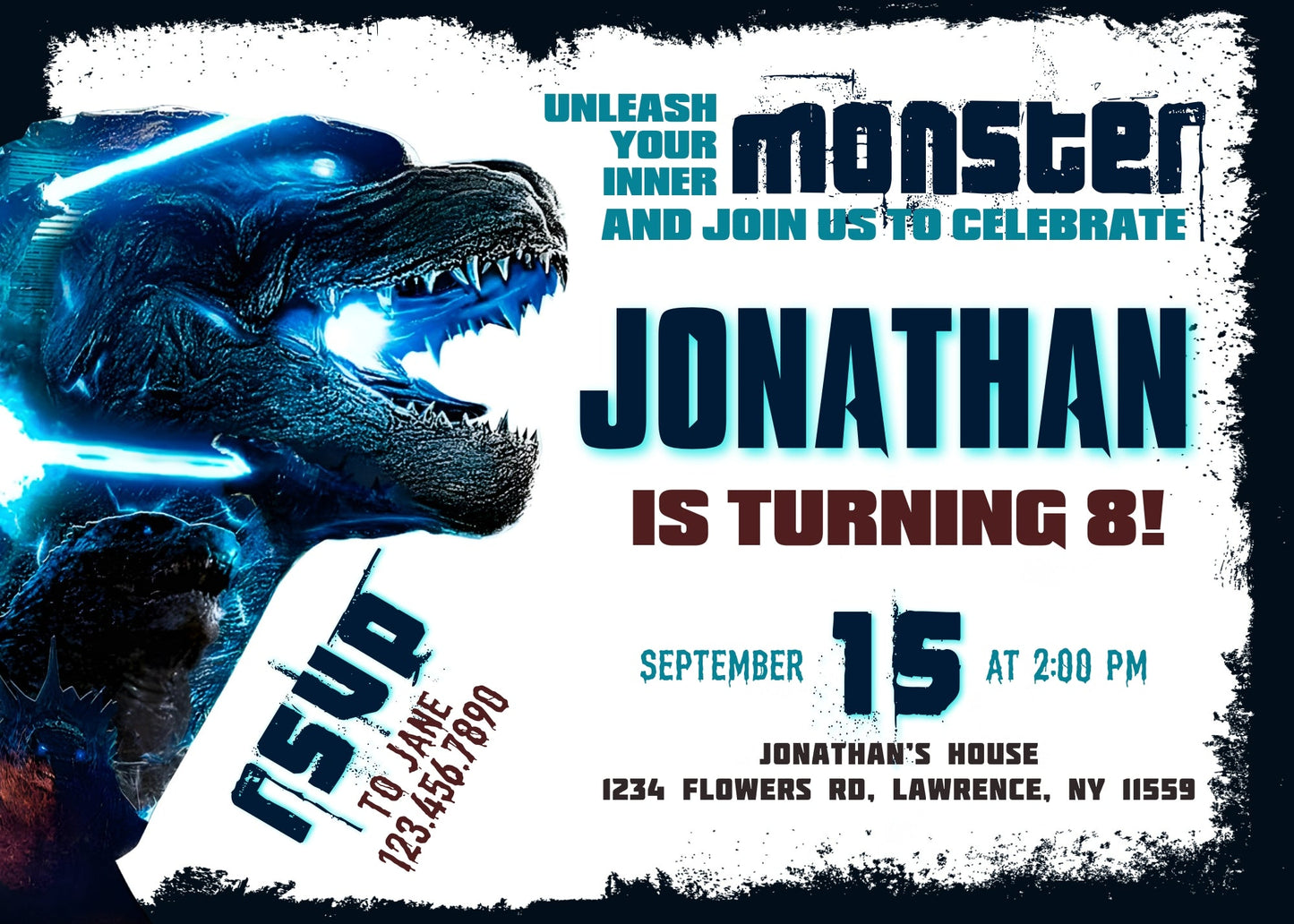 Godzilla and King Kong customizable invitation template | Share or Print | | QG133
