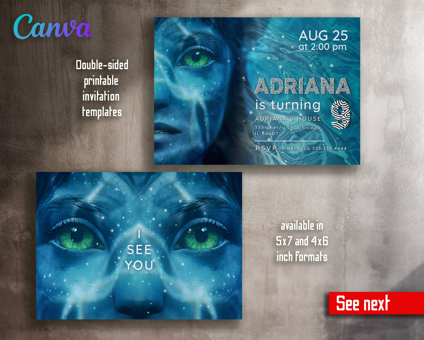 Avatar The Way of Water customizable invitation template | Share or Print | | LL844