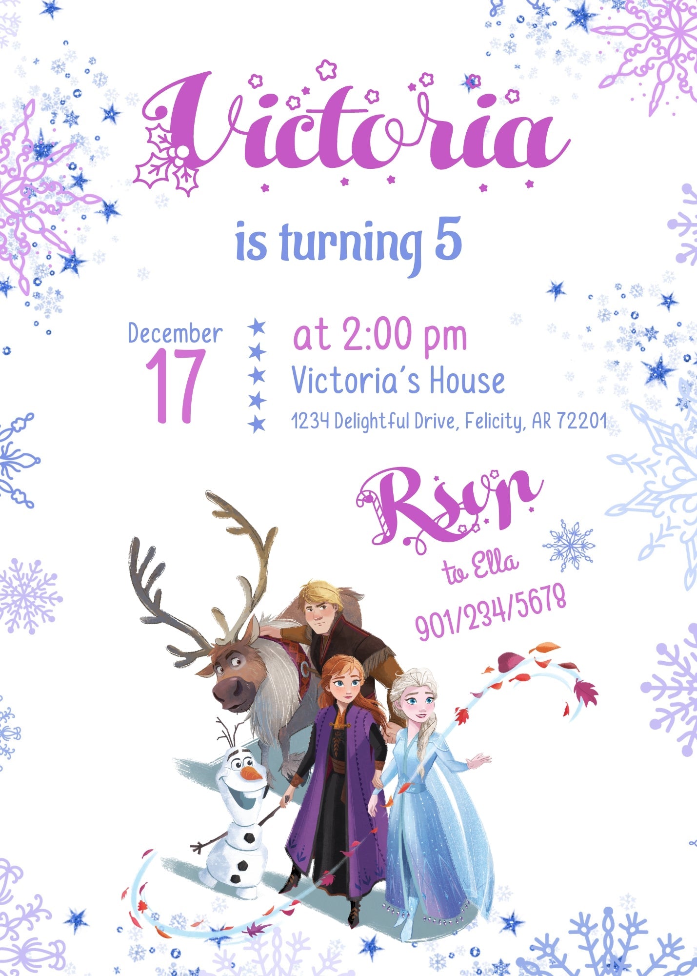 Frozen Elsa customizable invitation template | Share or Print | girl | CB443