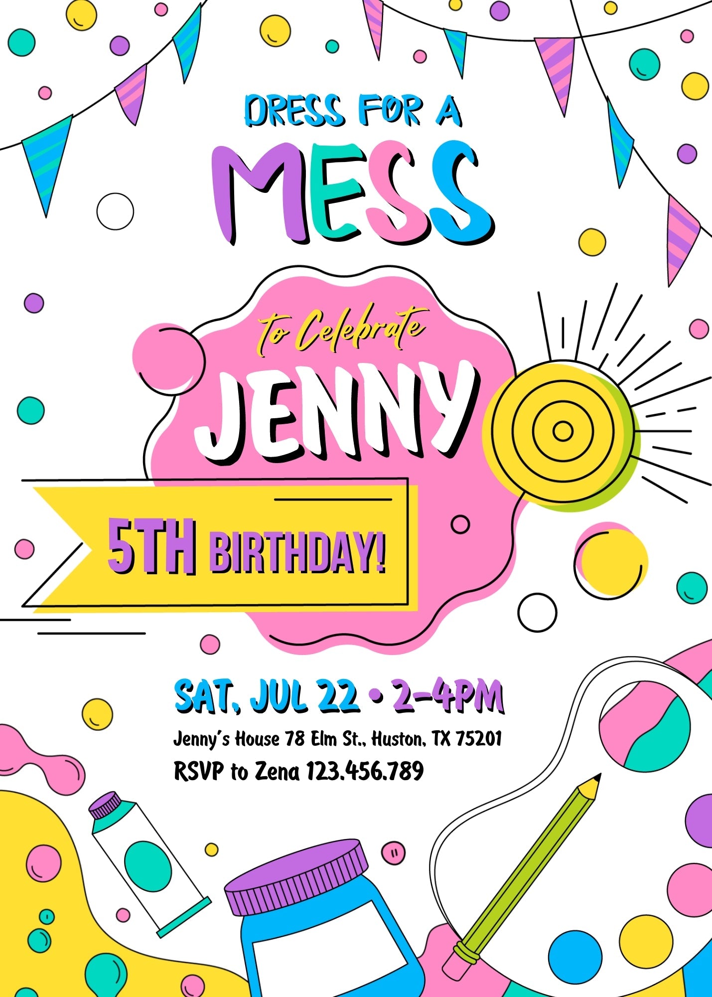 Art Party customizable invitation template | Share or Print | girl | YI515
