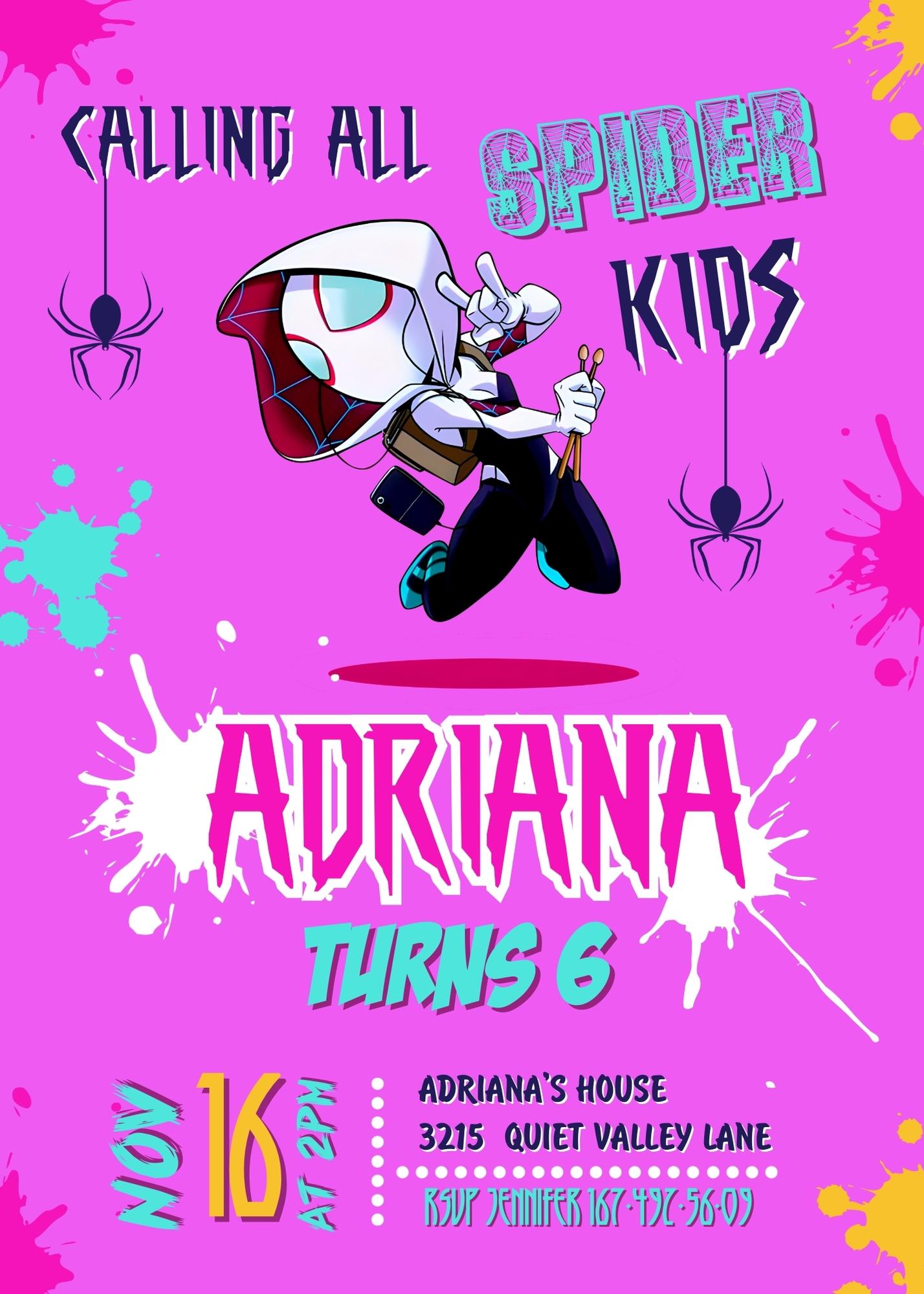 Spider Gwen Ghost Spidey customizable invitation template | Share or Print | girl | PP346