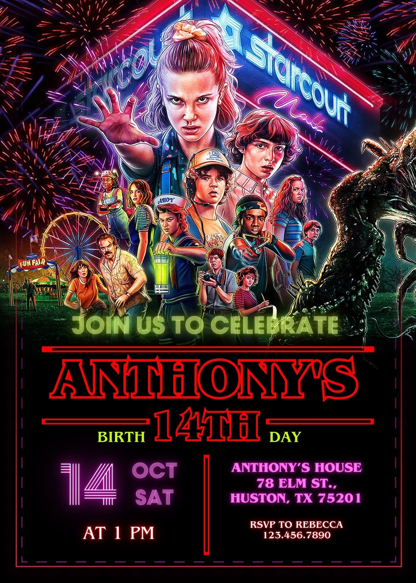 Stranger Things customizable invitation template | Share or Print | | UE177