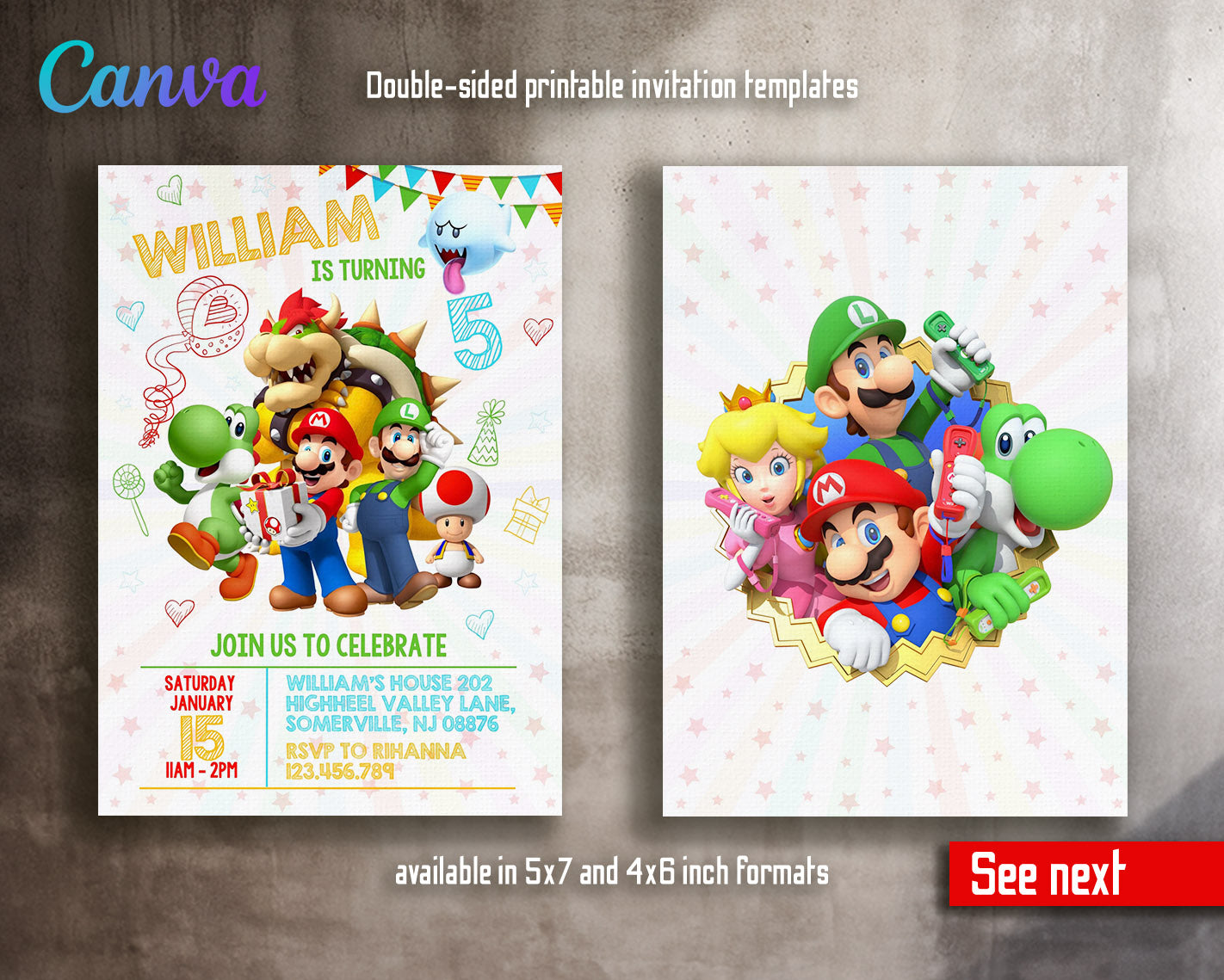 Super Mario Bros customizable invitation template | Share or Print |  | MR666
