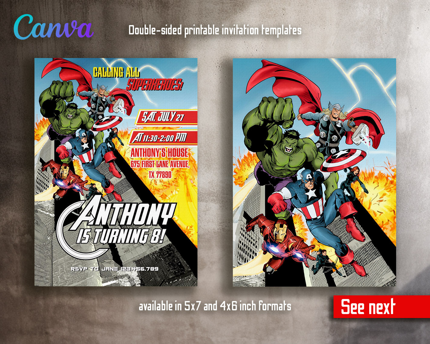 Avengers Marvel Superhero customizable invitation template | Share or Print | boy | HA730