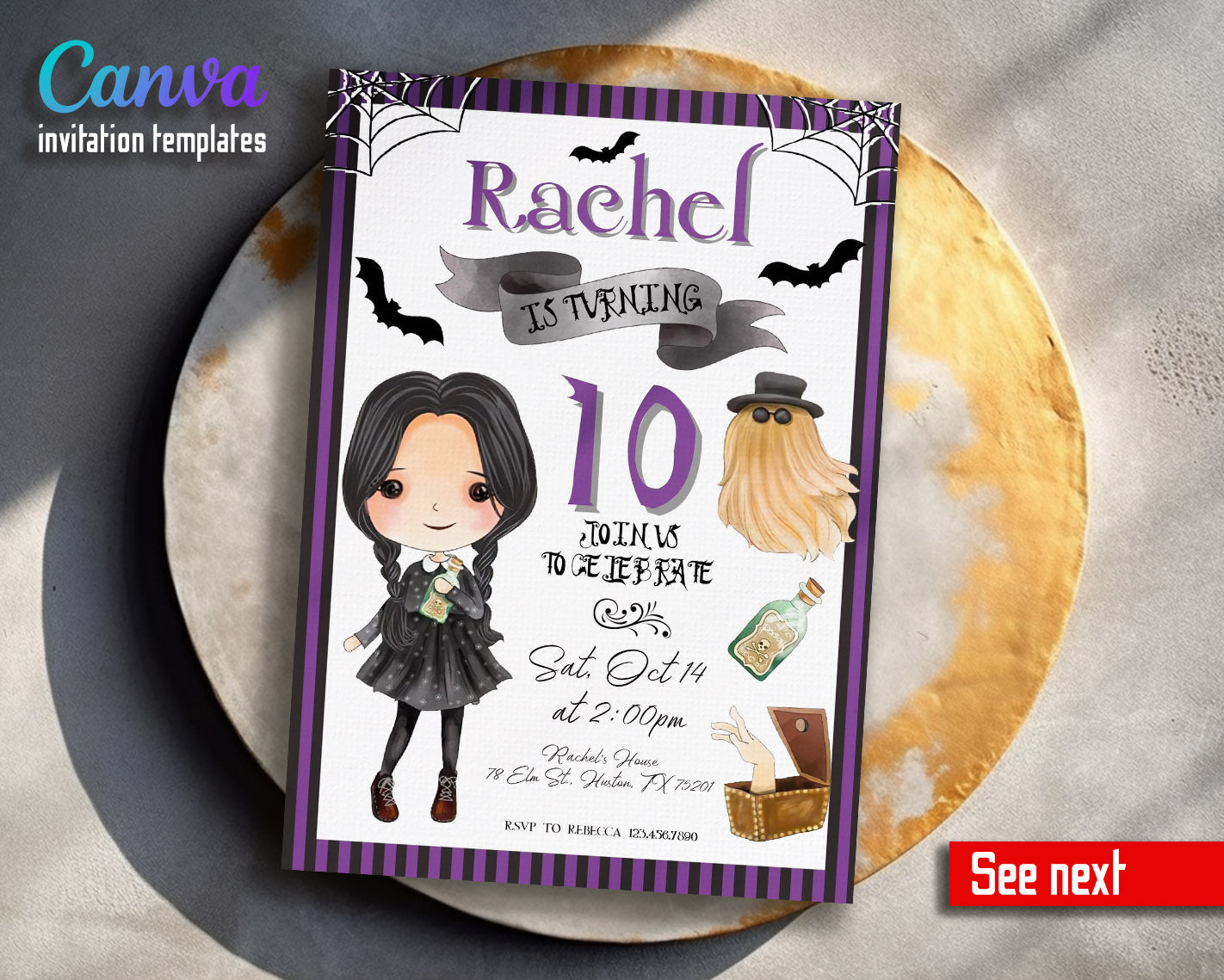 Wednesday Addams customizable invitation template | Share or Print | girl | HO875