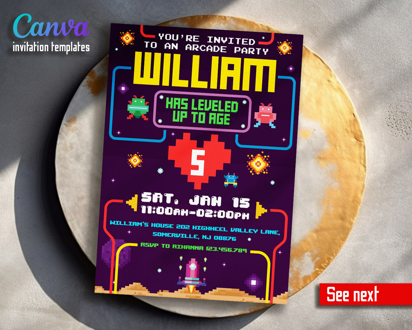Arcade Gamer customizable invitation template | Share or Print | | JR082