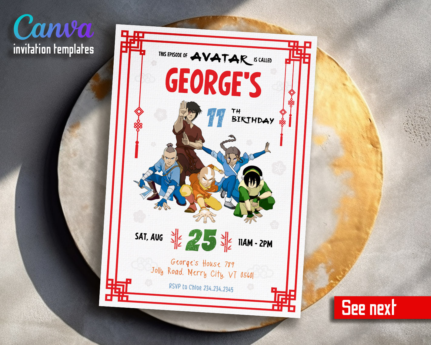 Avatar The Last Airbender customizable invitation template | Share or Print | | DI598