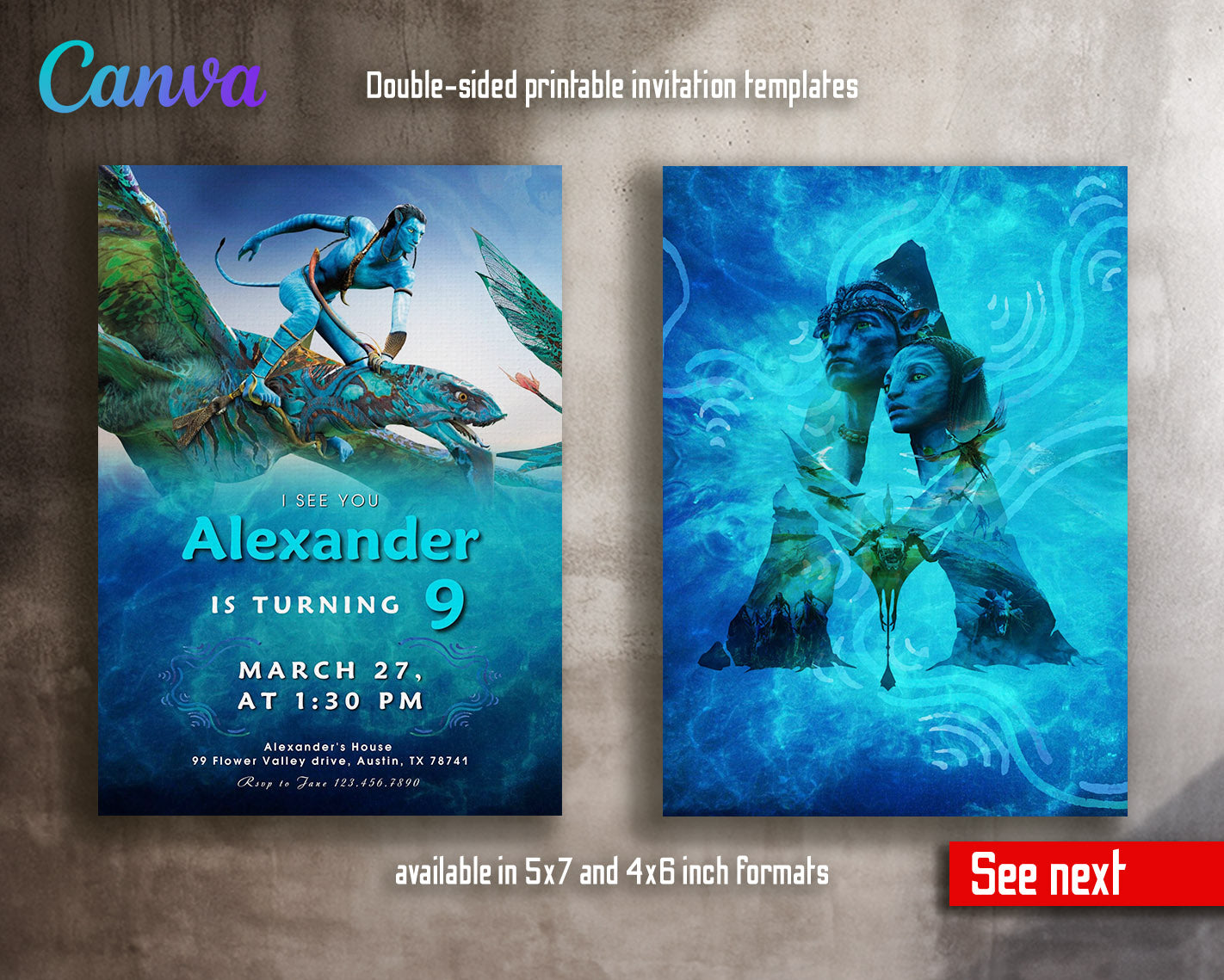 Avatar The Way of Water customizable invitation template | Share or Print | | YH365