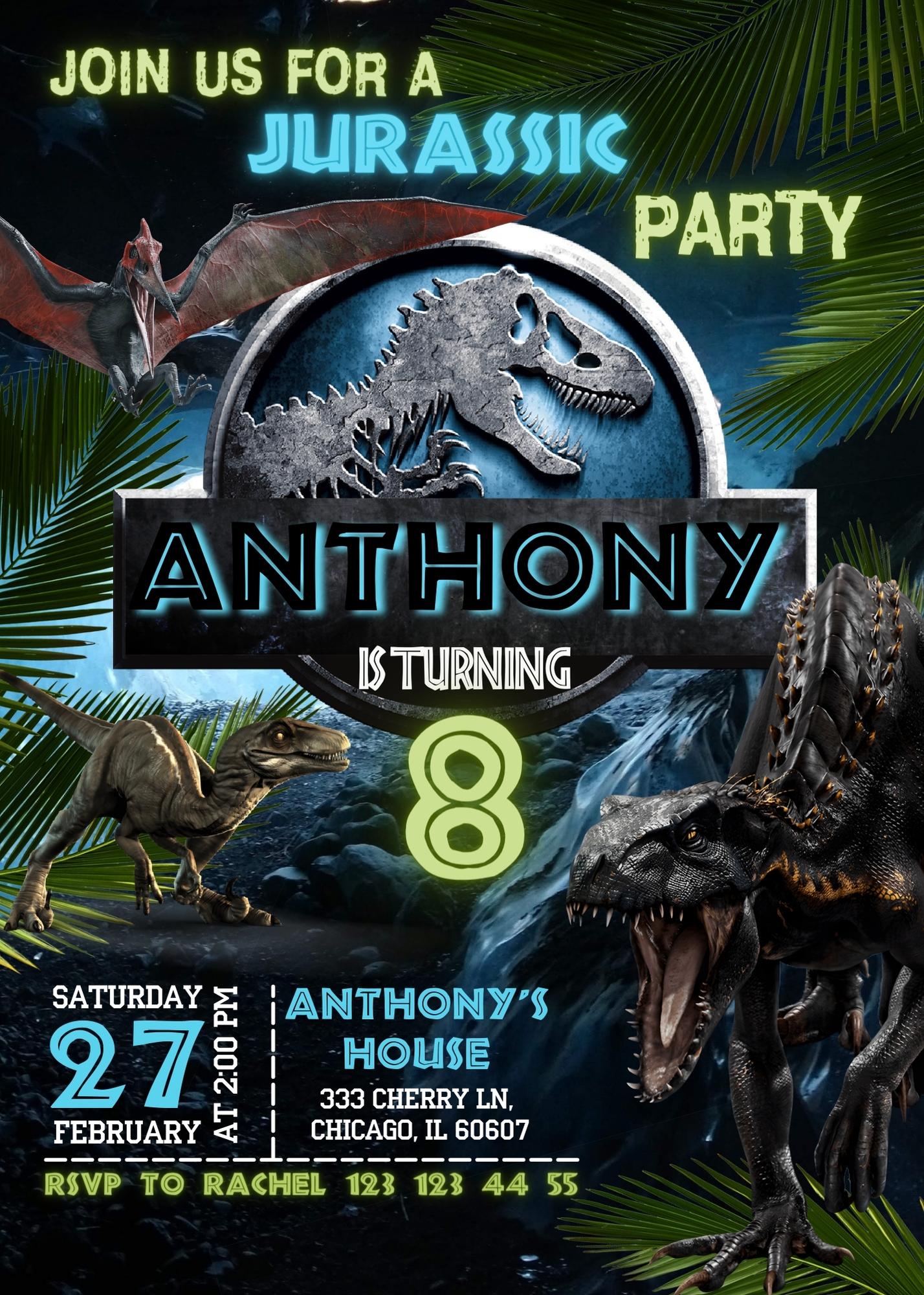 Jurassic Park Dinosaur customizable invitation template | Share or Print | | ZW311