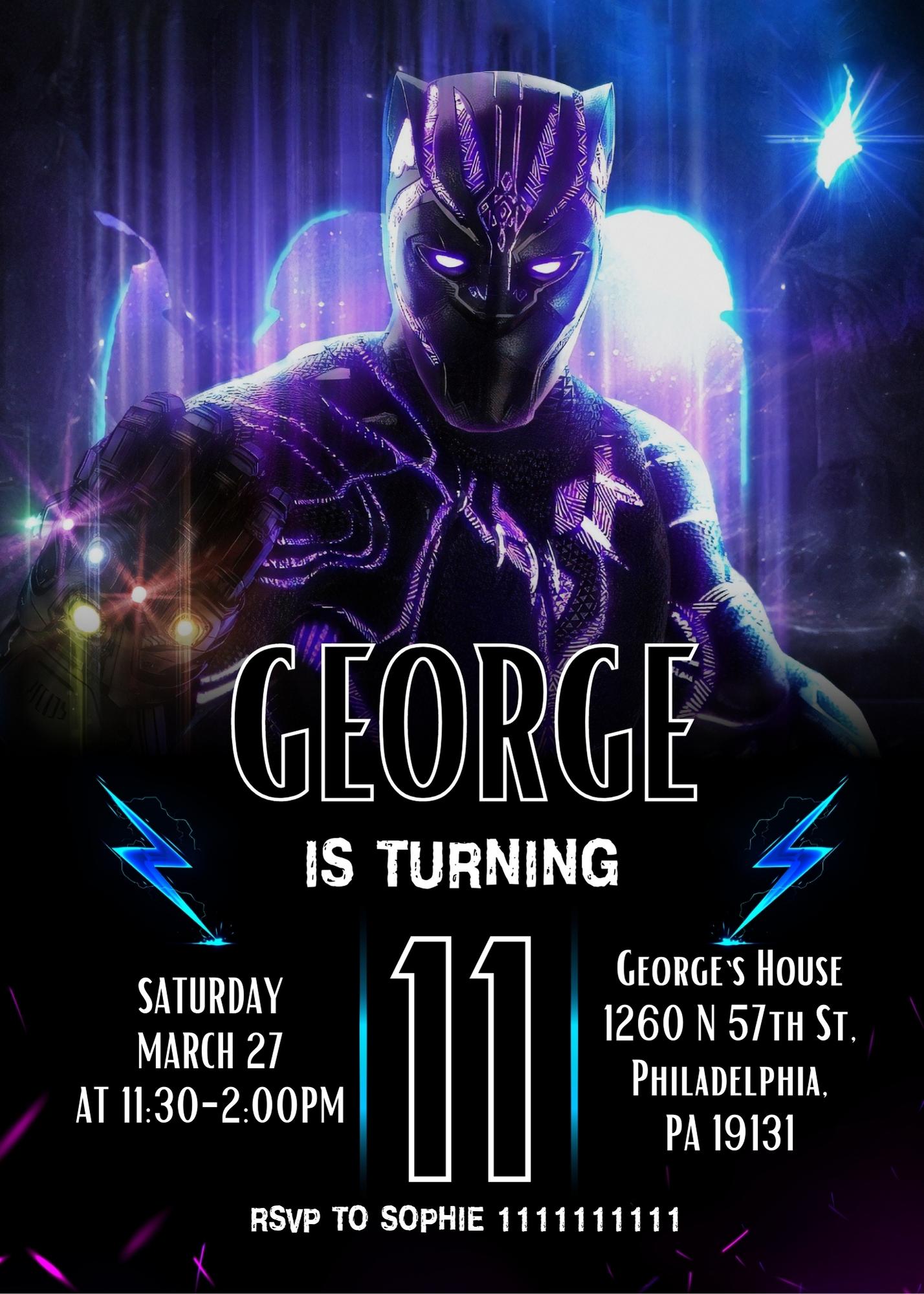 Black Panther Superhero Marvel customizable invitation template | Share or Print | boy | YR784