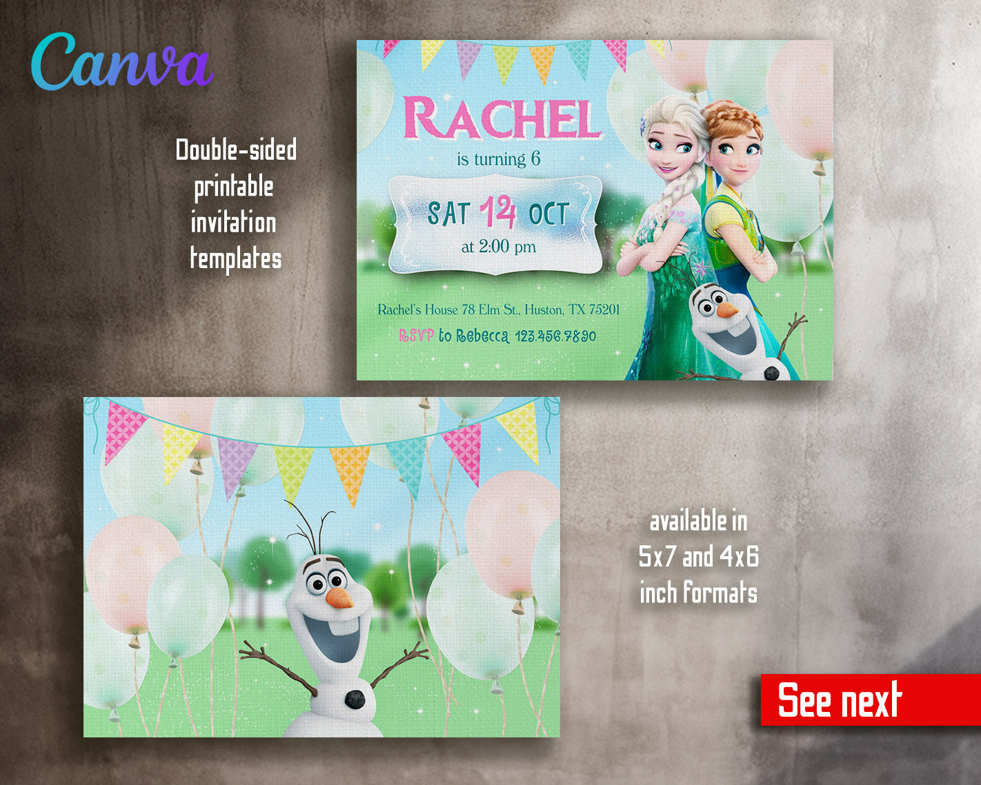 Frozen Elsa customizable invitation template | Share or Print | girl | UV474