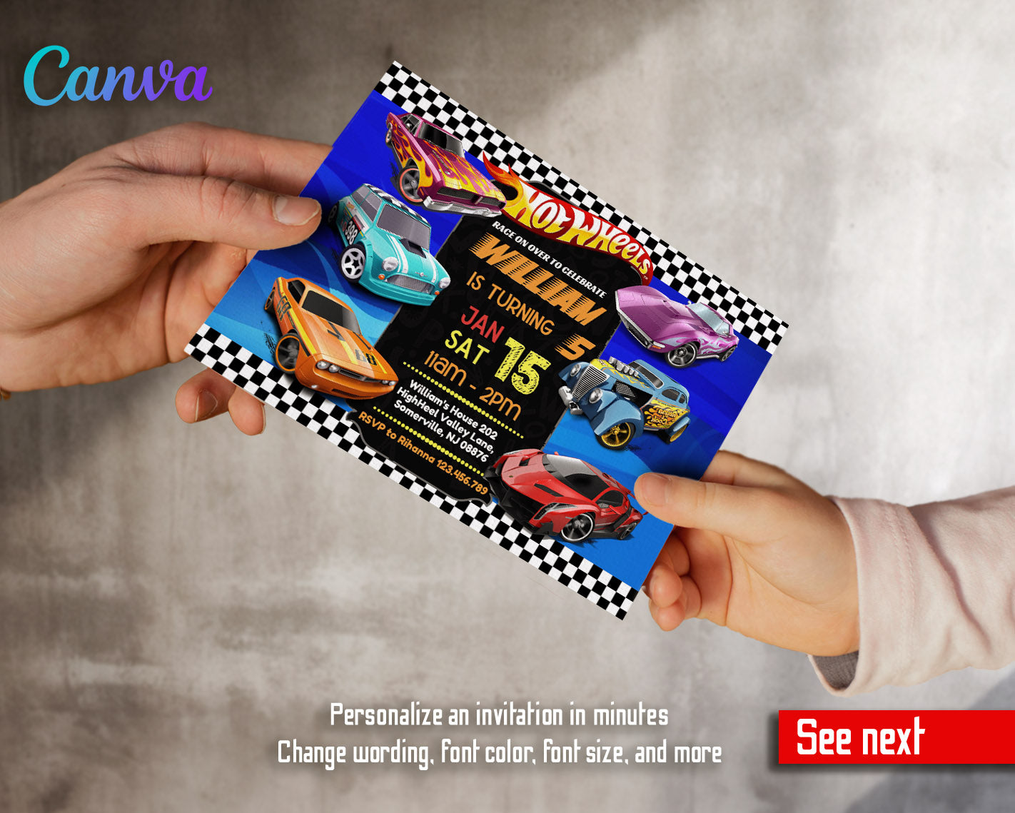 Hot Wheels Racing customizable invitation template | Share or Print | boy | VF282