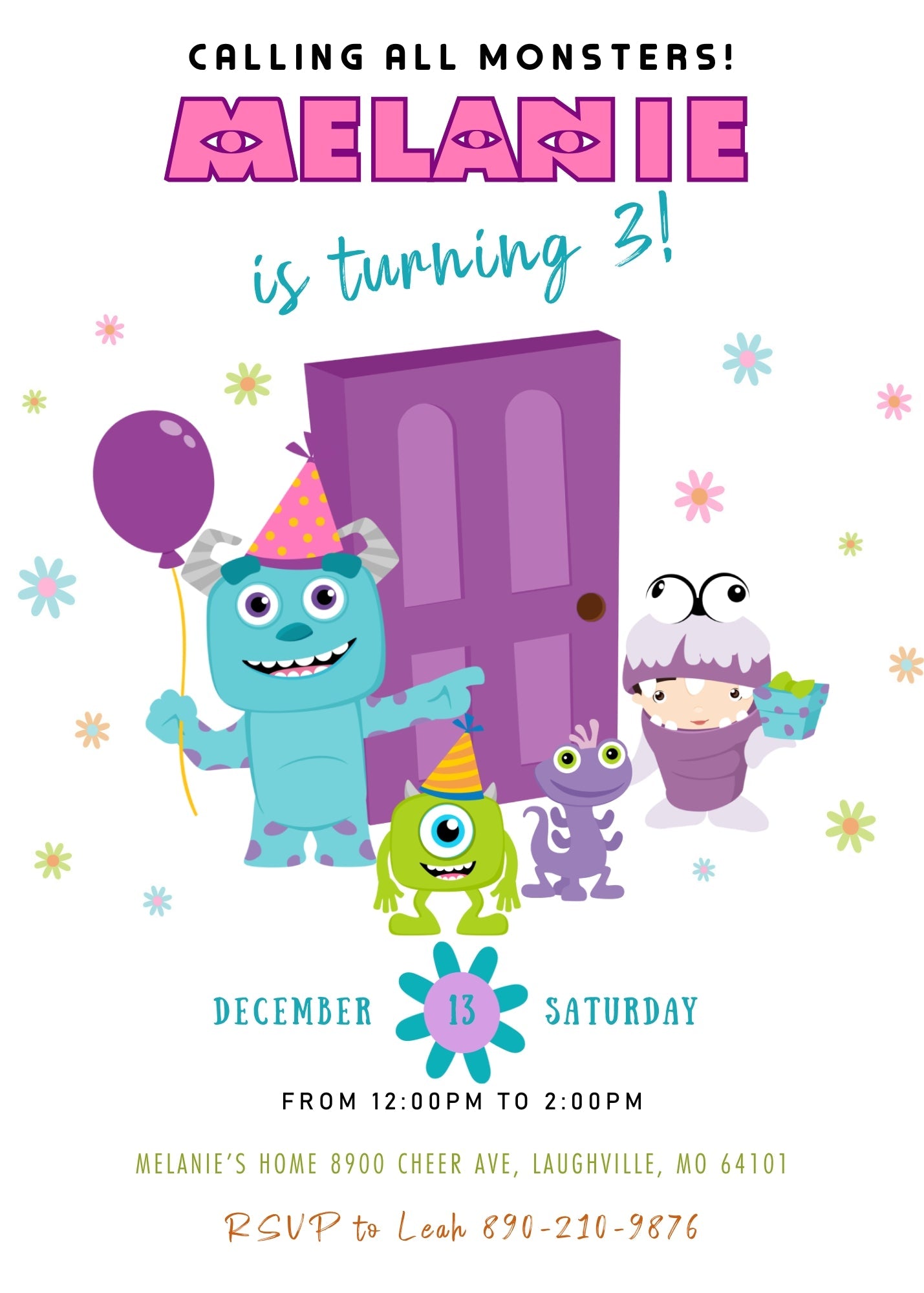Monsters, Inc. customizable invitation template | Share or Print | | WE346