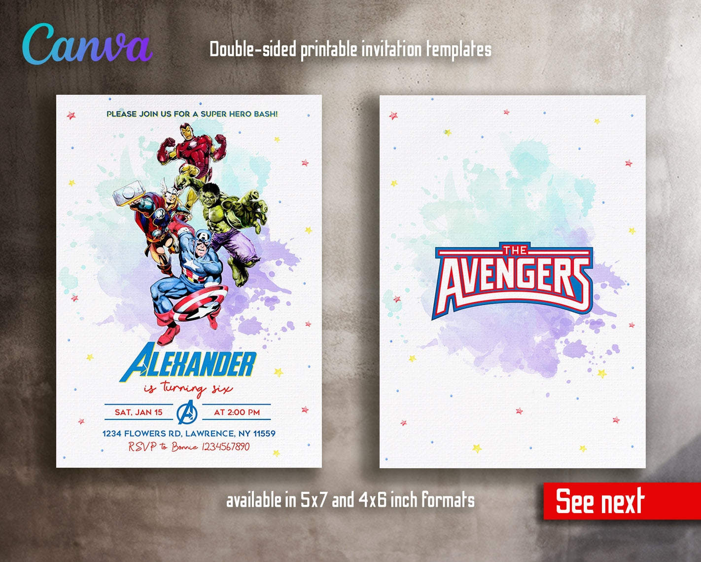 Avengers Marvel Superhero customizable invitation template | Share or Print | boy | ET361