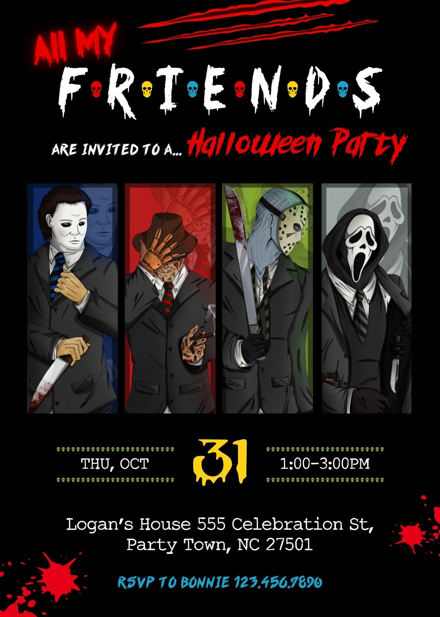 Horror Killer Movie Party customizable invitation template | Share or Print | | CS328