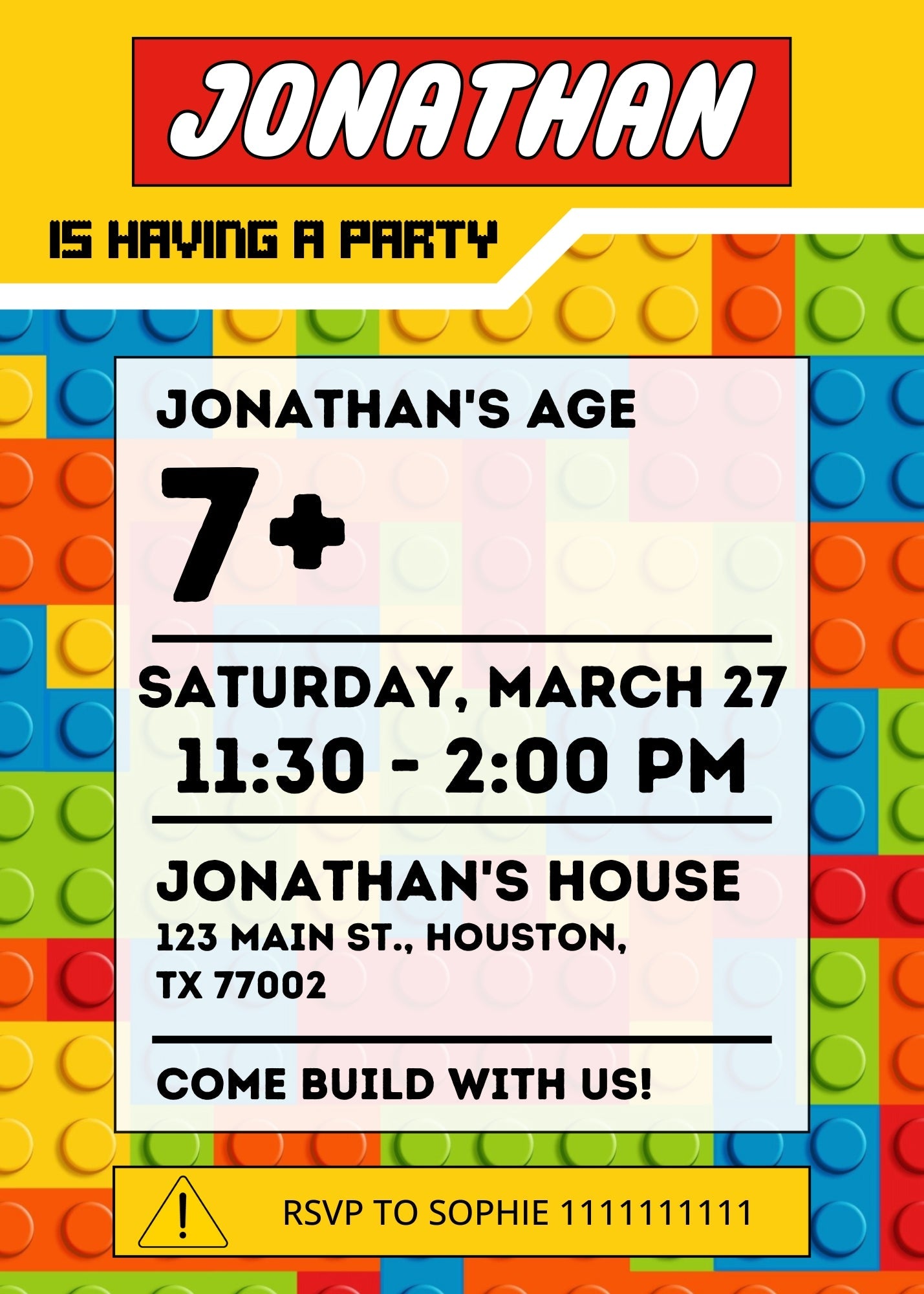 Lego customizable invitation template | Share or Print | | EL406