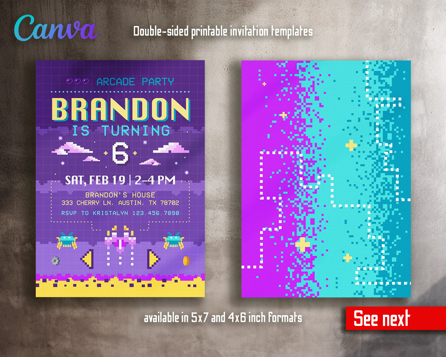 Arcade Gamer customizable invitation template | Share or Print | | KC899