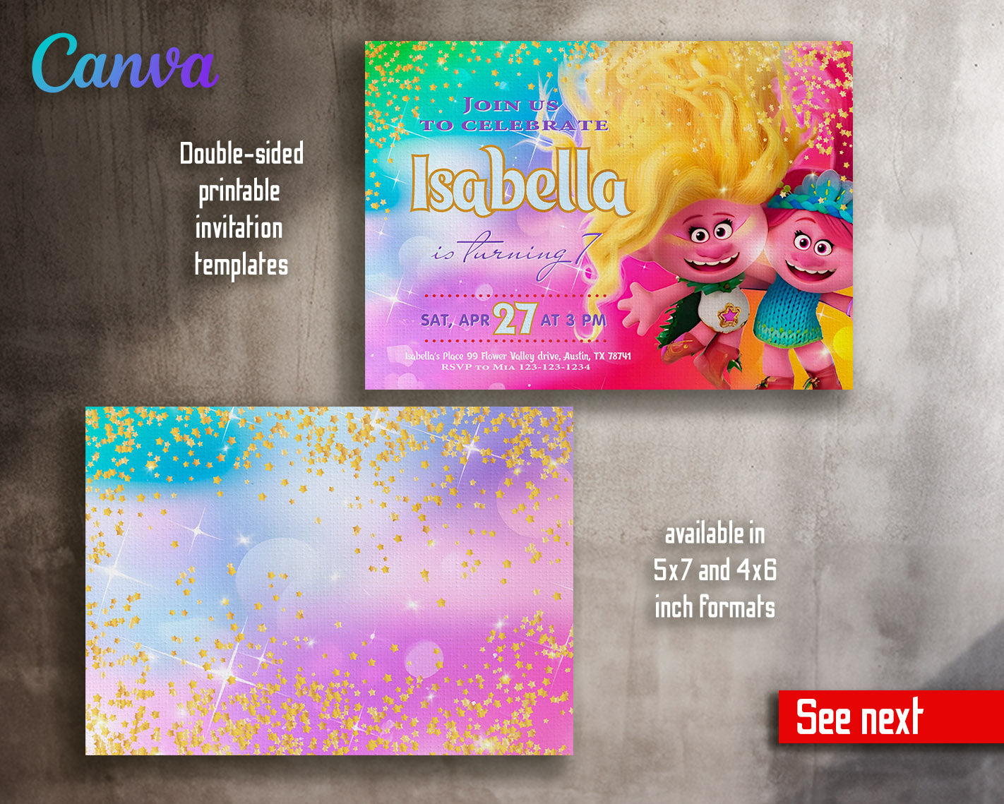 Trolls Poppy customizable invitation template | Share or Print | | RR676