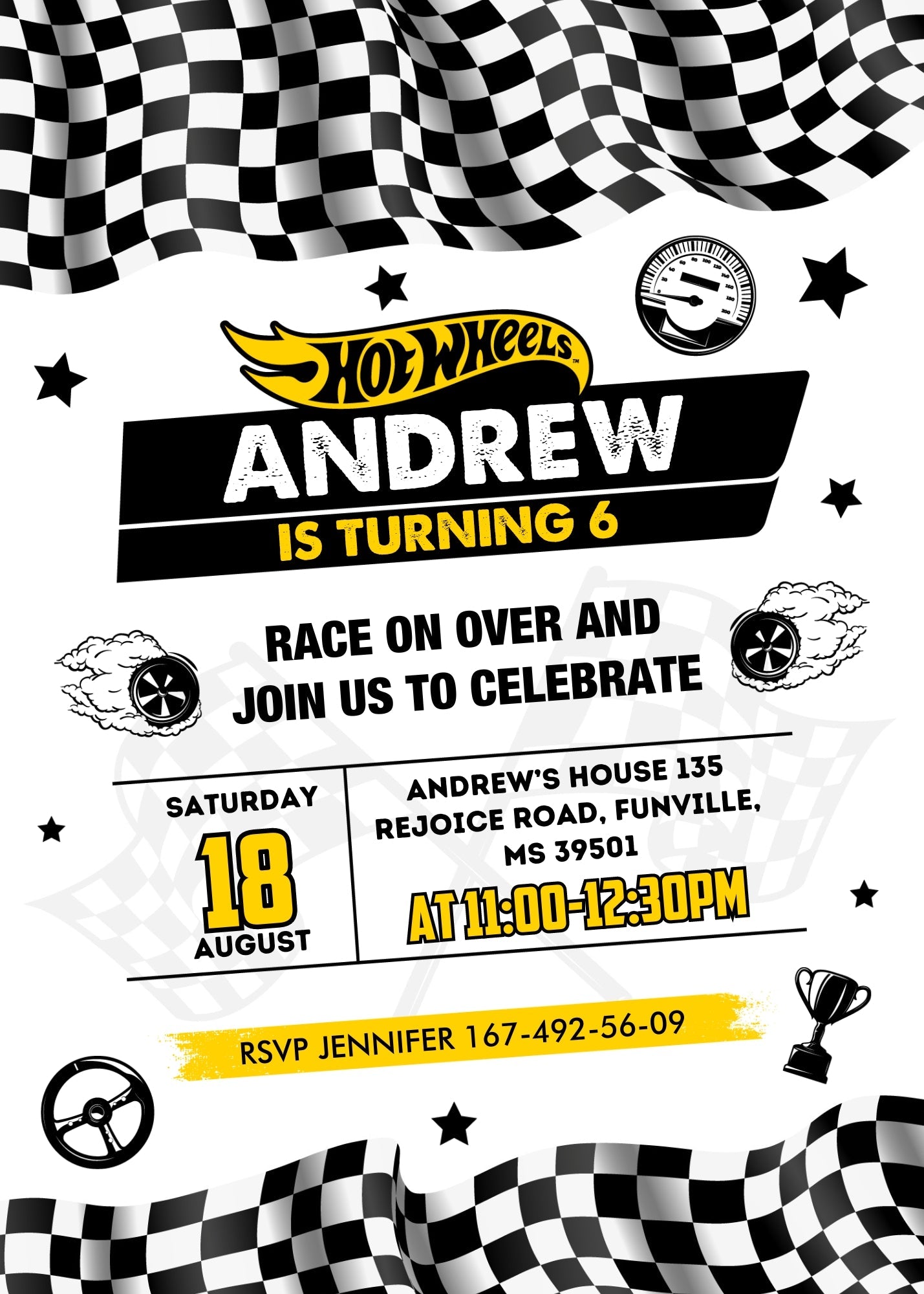 Hot Wheels Racing customizable invitation template | Share or Print | boy | ZP325