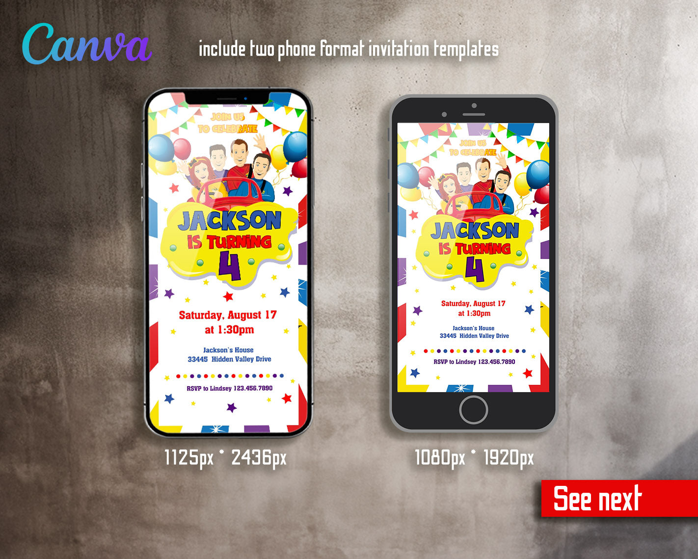 Wiggles One Finger One Thumb customizable invitation template | Share or Print | | VC875