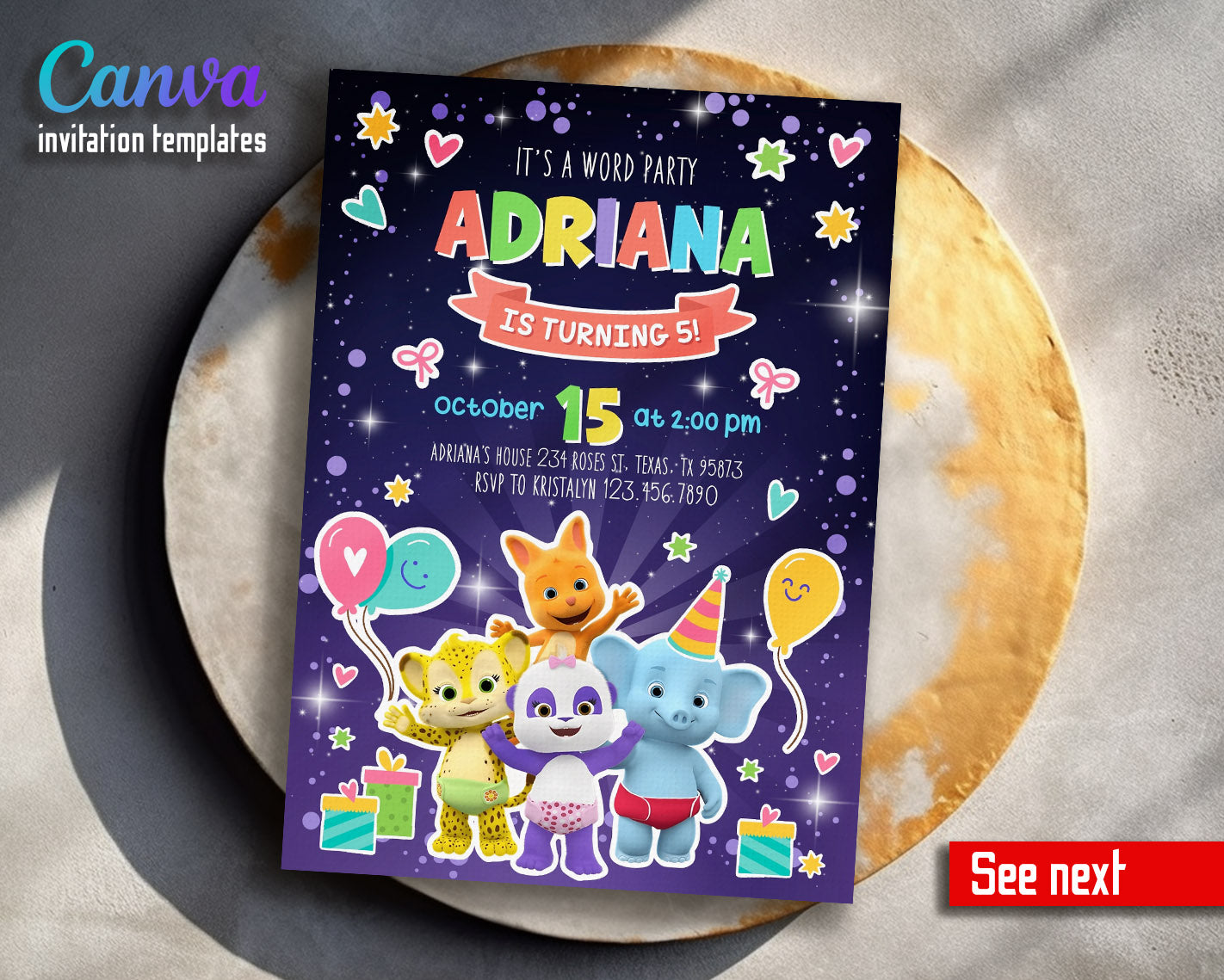 Word Party customizable invitation template | Share or Print | | ZL168