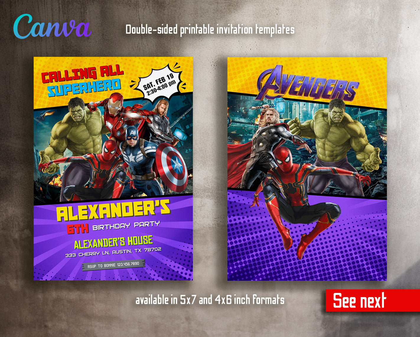 Avengers Marvel Superhero customizable invitation template | Share or Print | boy | IP725