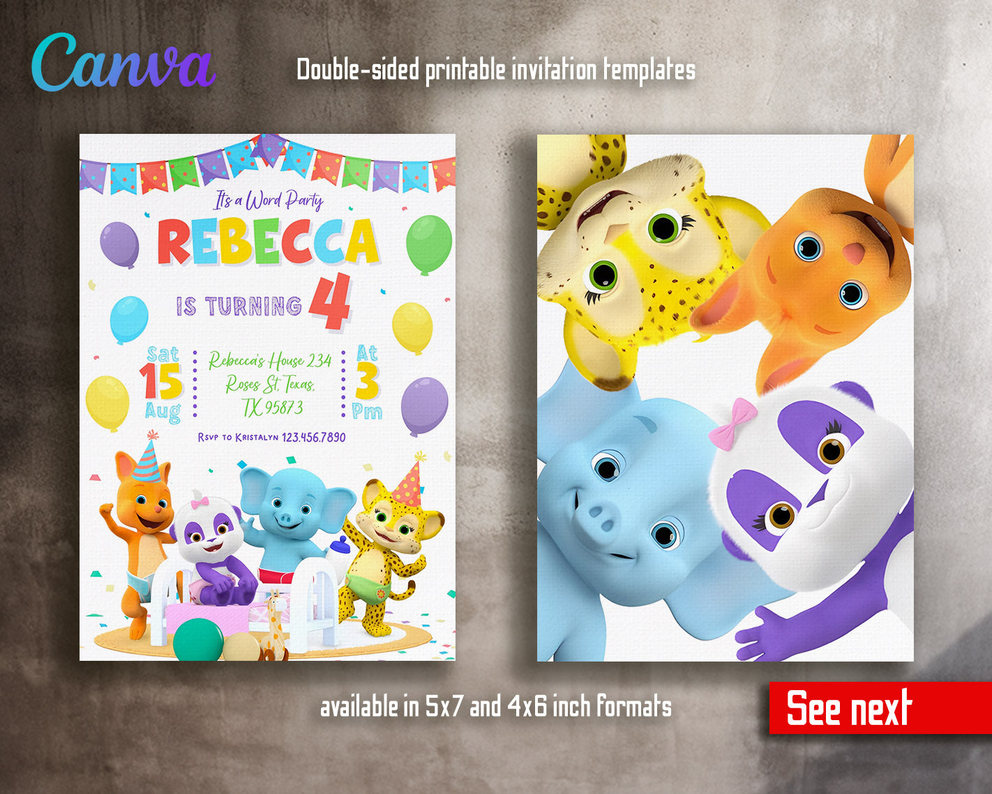 Word Party customizable invitation template | Share or Print | | DT553
