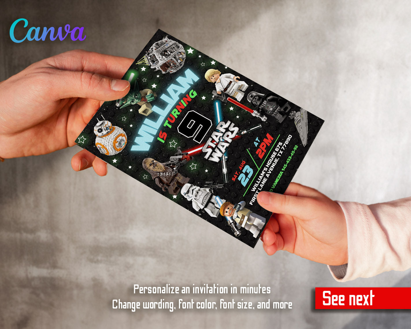 Star Wars Darth Vader Lego Minifigures customizable invitation template | Share or Print | | TM200