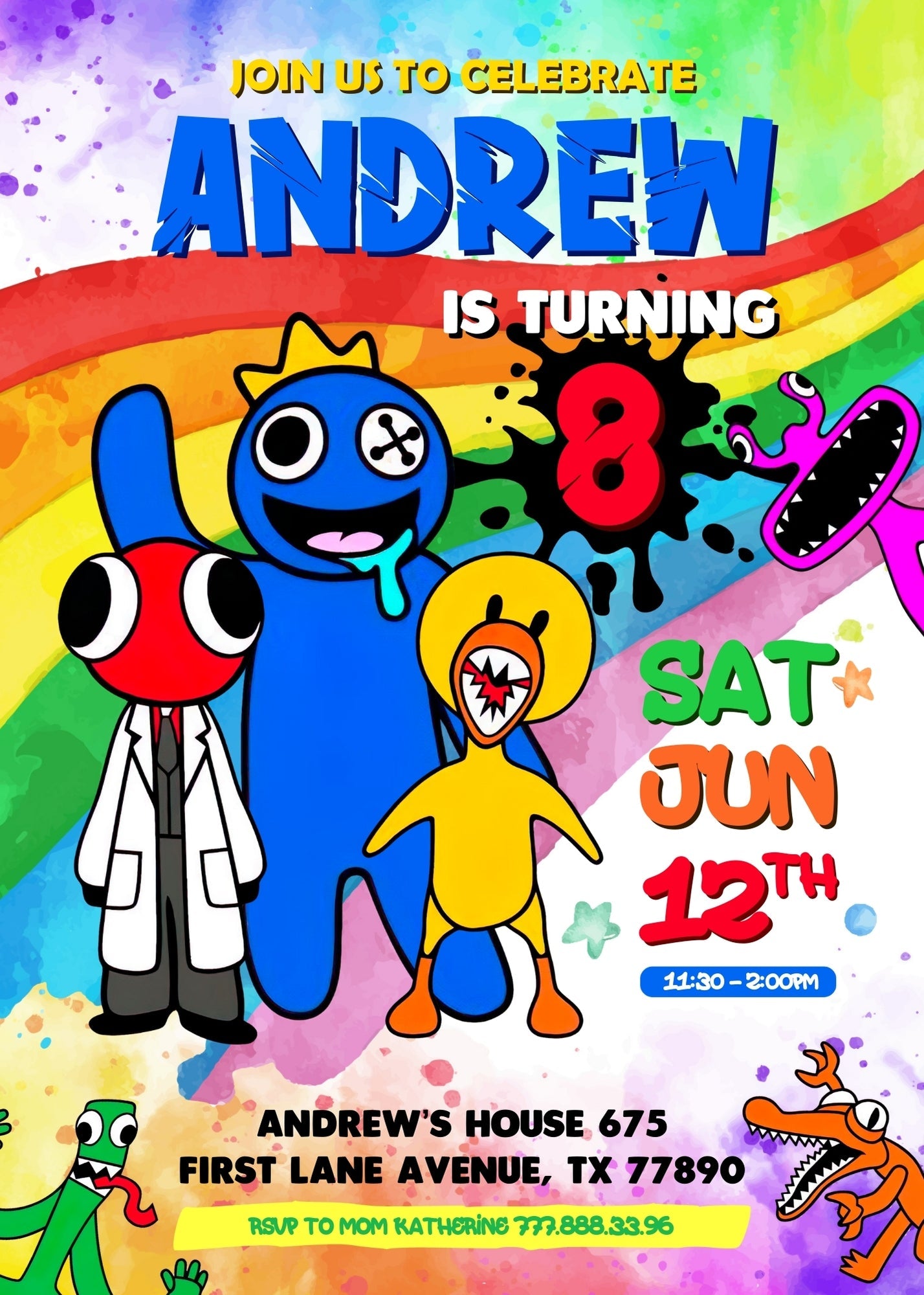 Rainbow Friends customizable invitation template | Share or Print | | JR465