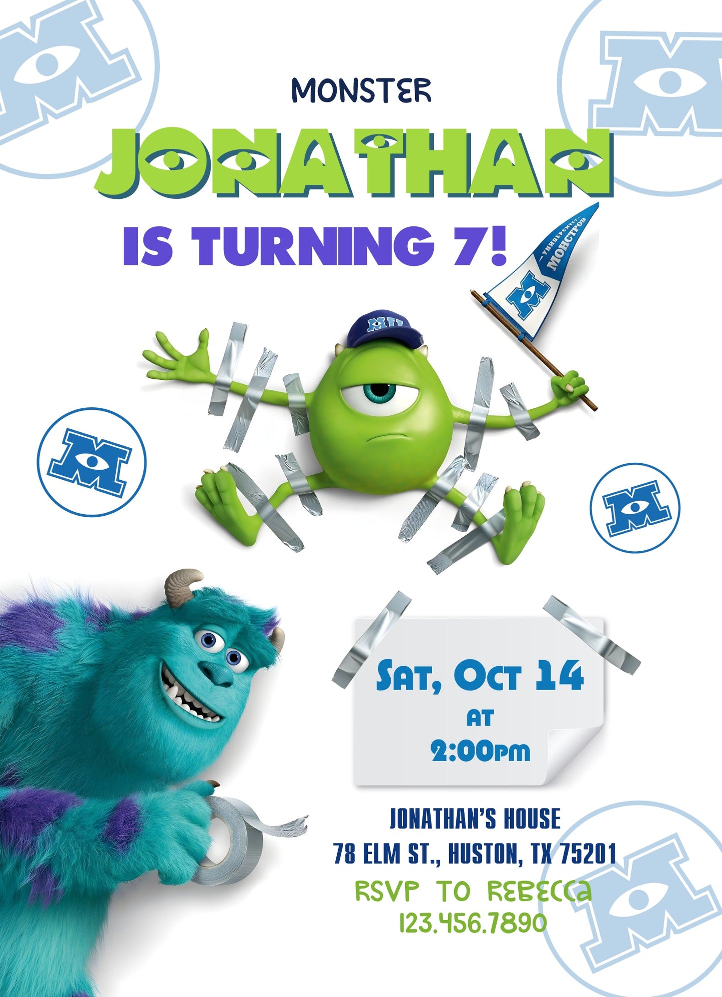 Monsters, Inc. customizable invitation template | Share or Print | | DE317