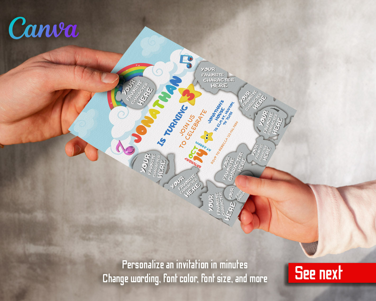 Cocomelon  customizable invitation template | Share or Print |  | KQ343