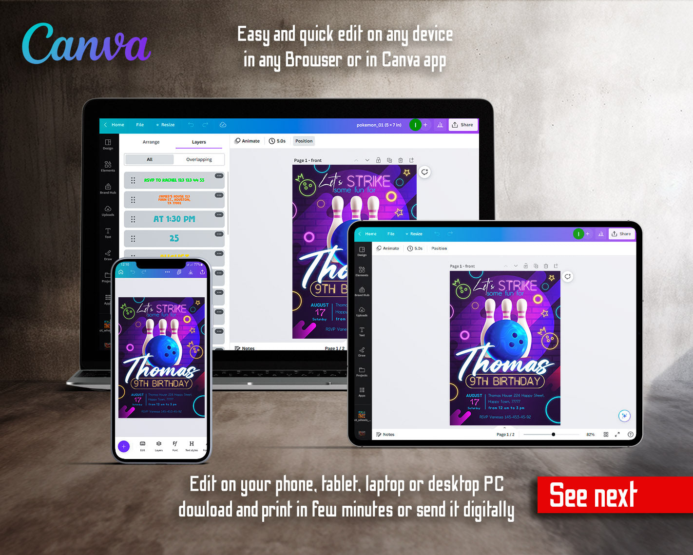 Bowling Strike Up customizable invitation template | Share or Print | | GY861