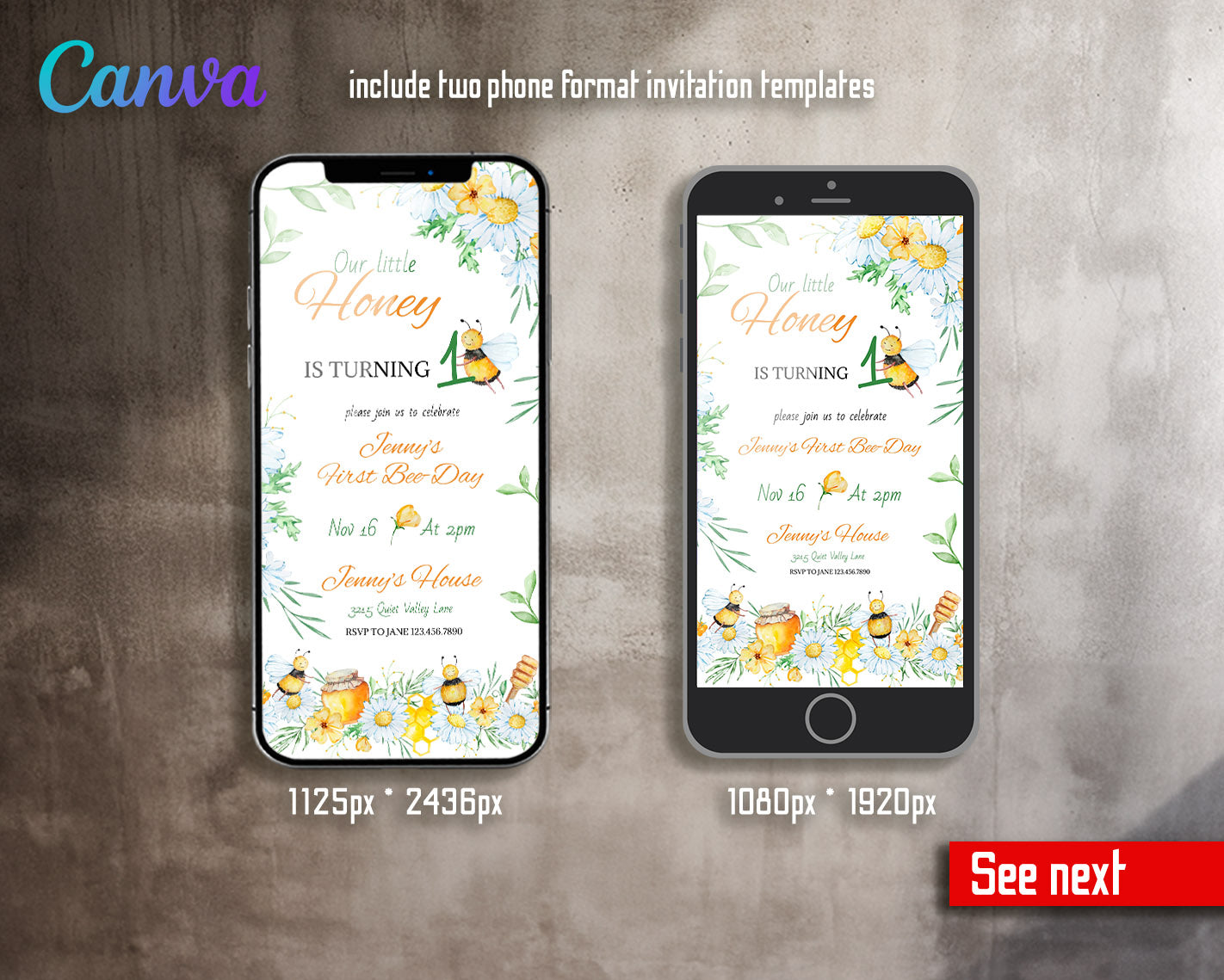 1st Bee Day Party customizable invitation template | Share or Print | | FO397