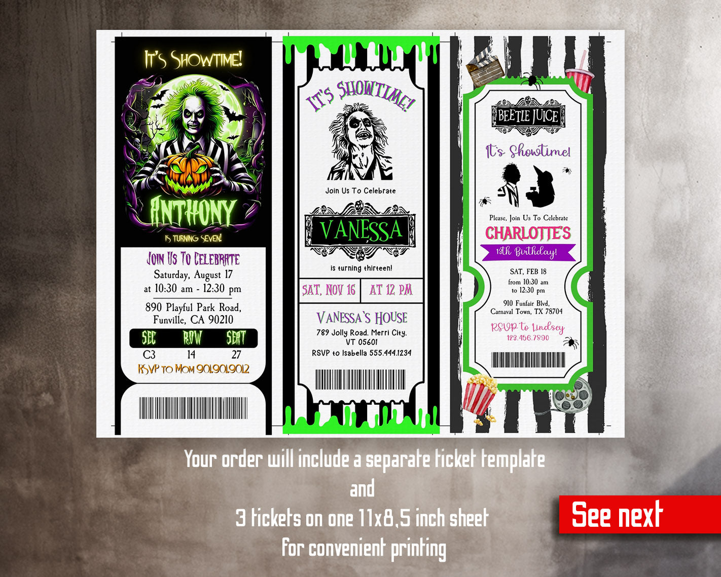 Beetlejuice Halloween customizable invitation template | Share or Print | | IV060