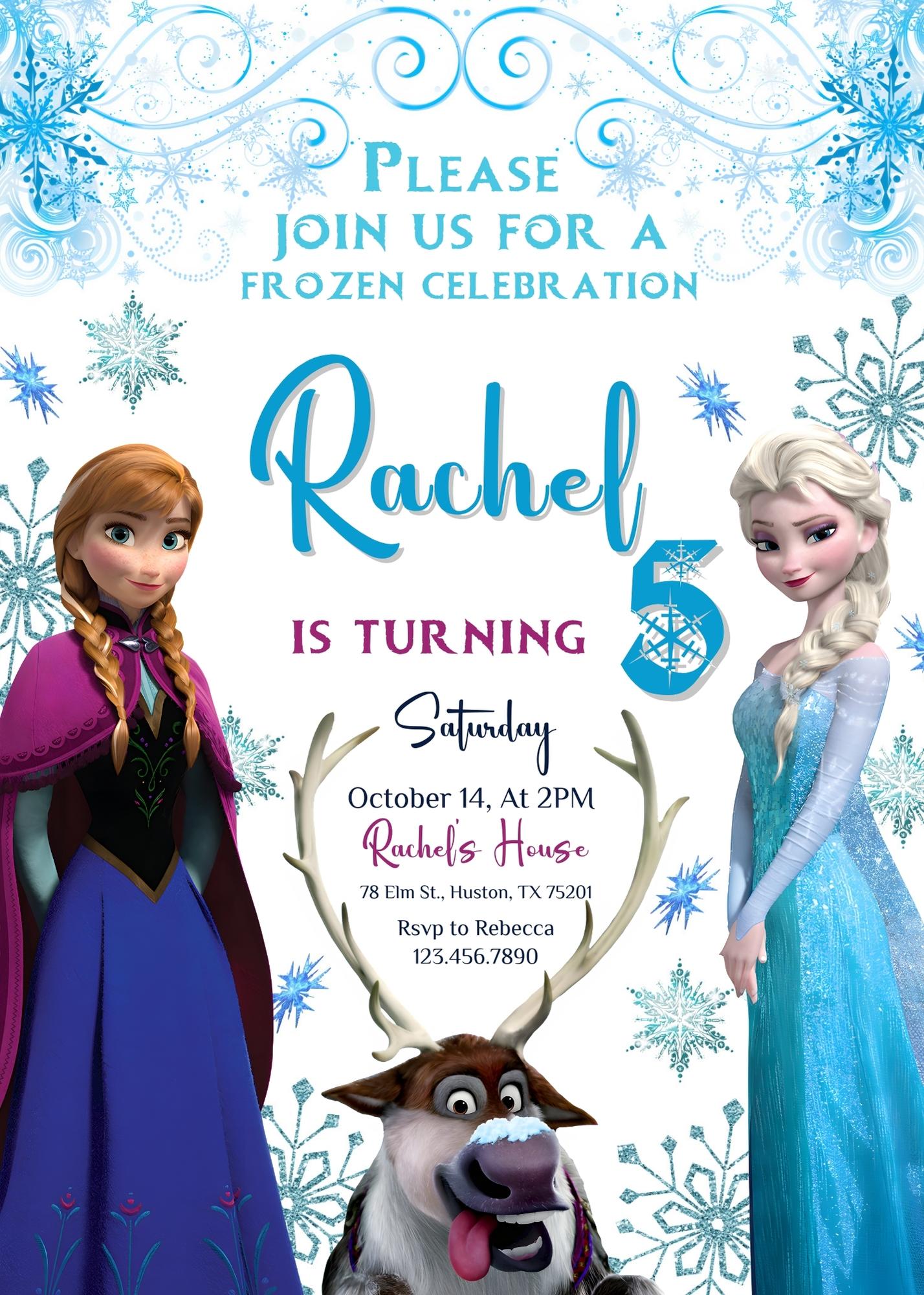 Frozen Elsa customizable invitation template | Share or Print | girl | OQ935