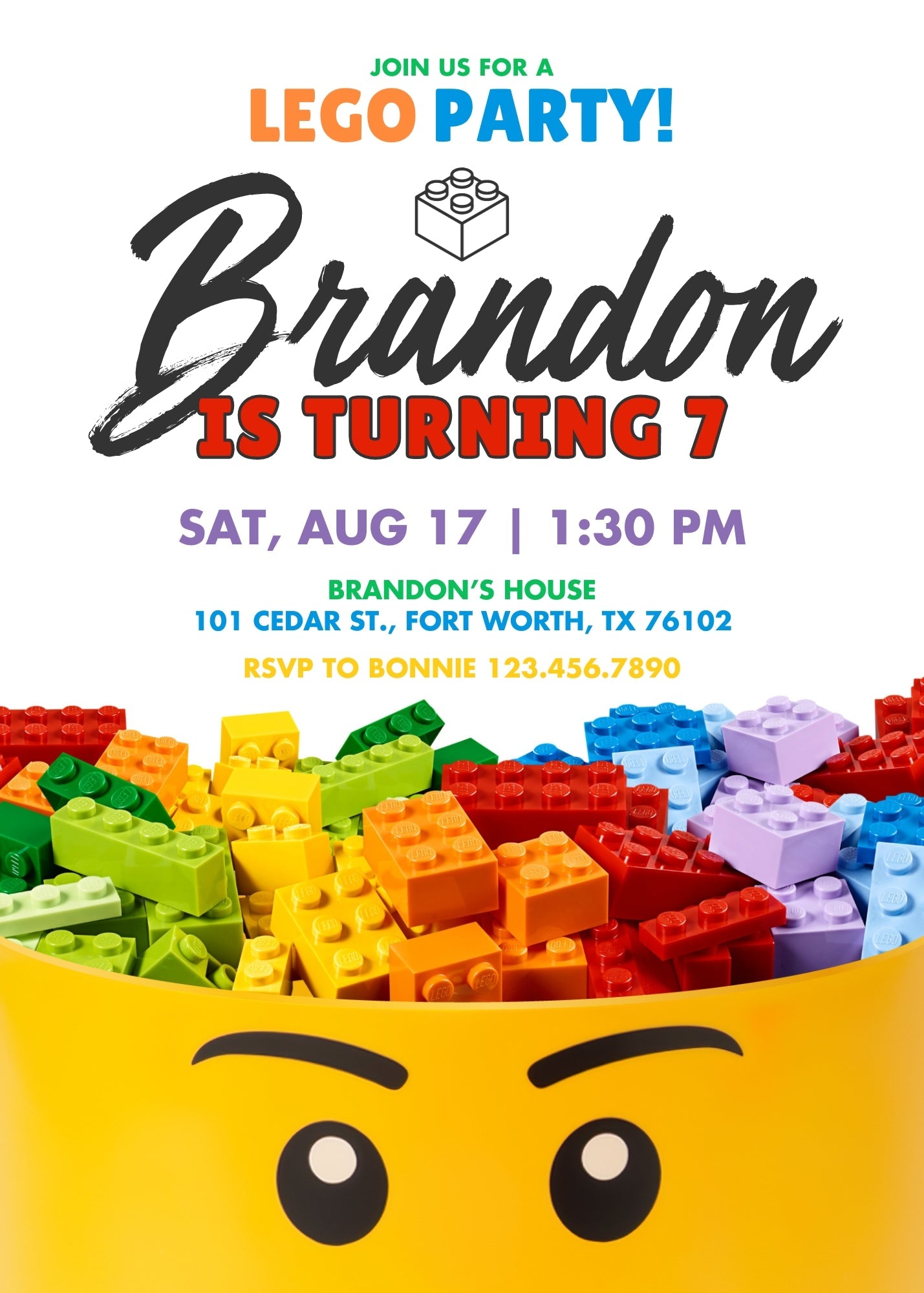 Lego customizable invitation template | Share or Print | | WT076