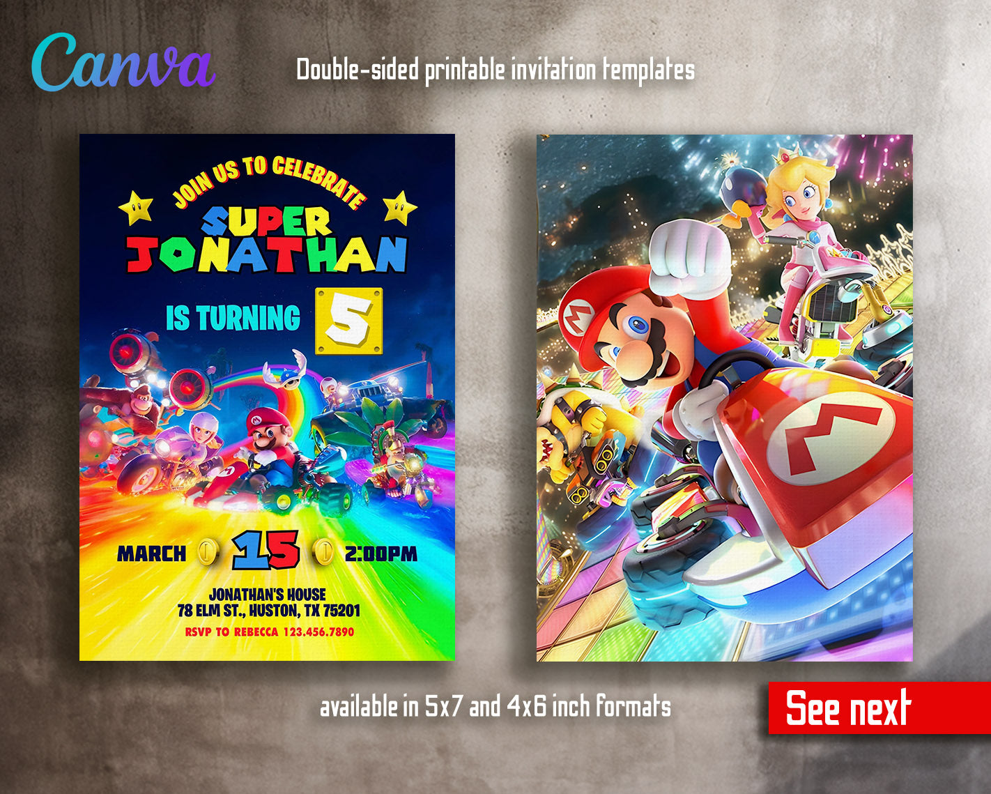 Super Mario Bros customizable invitation template | Share or Print | | UQ473