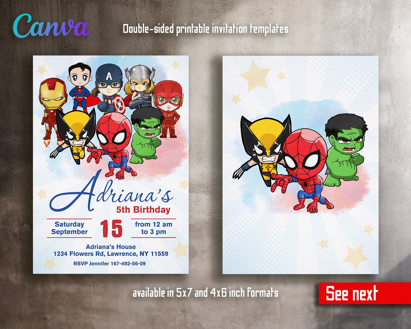 Avengers Marvel Superhero customizable invitation template | Share or Print | boy | OL555