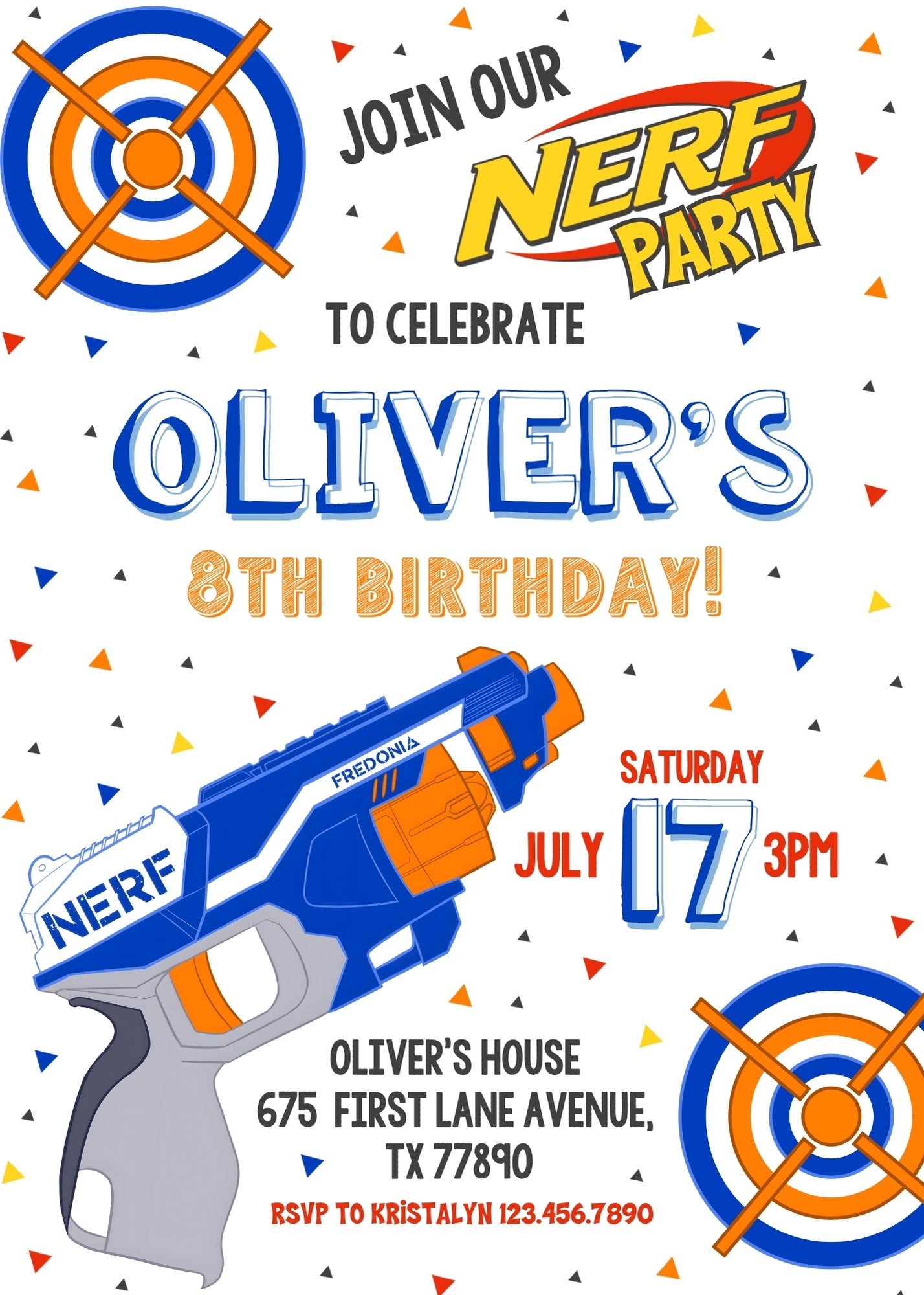 NERF Dart Wars customizable invitation template | Share or Print | boy | XY304