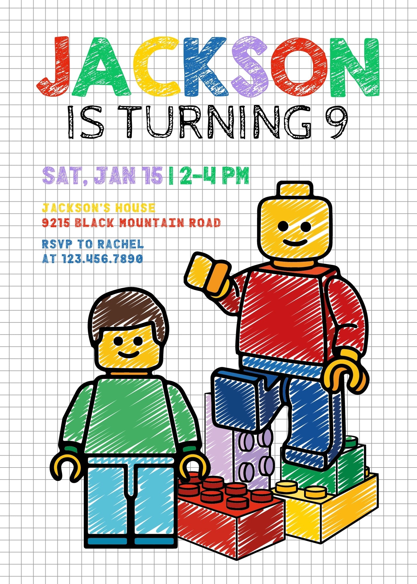 Lego Minifigures customizable invitation template | Share or Print | | EL640