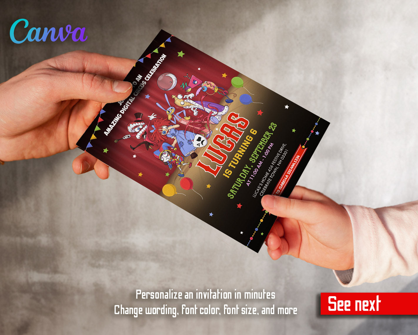 The Amazing Digital Circus customizable invitation template | Share or Print | | VL310
