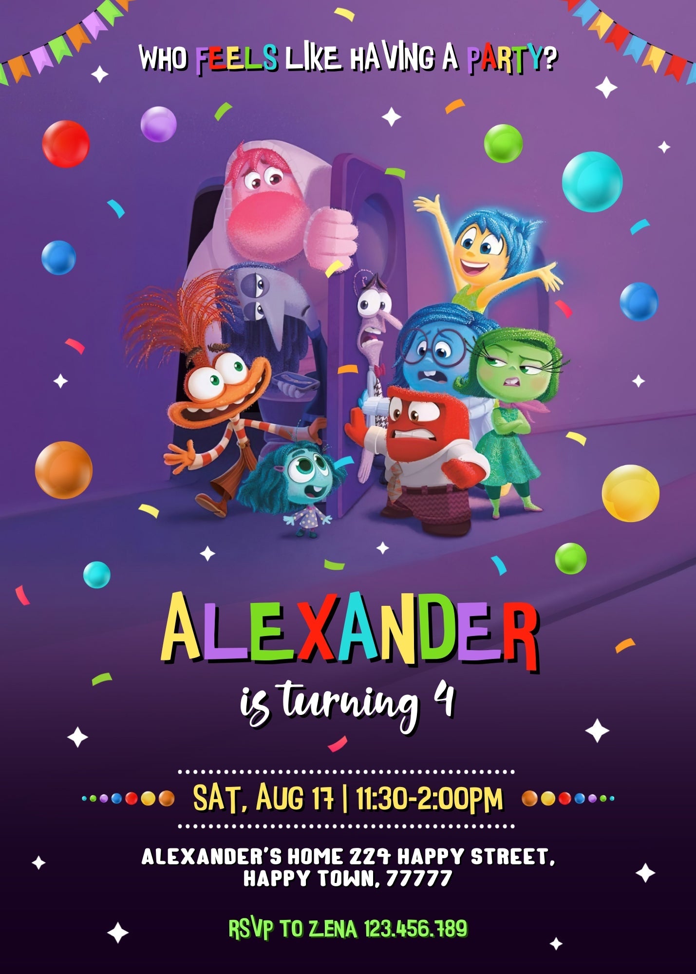 Inside Out 2 customizable invitation template | Share or Print | | YN285