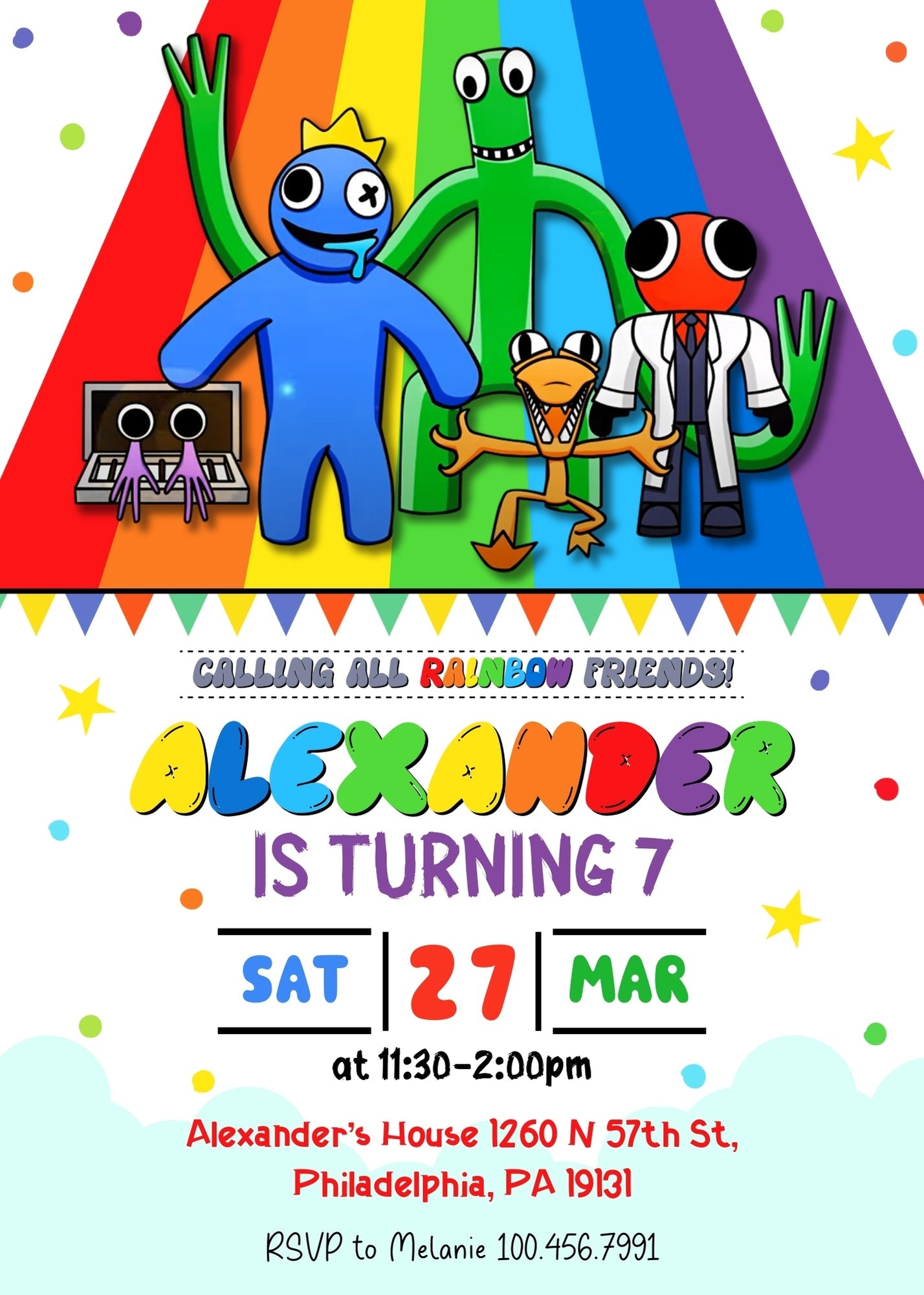 Rainbow Friends customizable invitation template | Share or Print | | ZV639