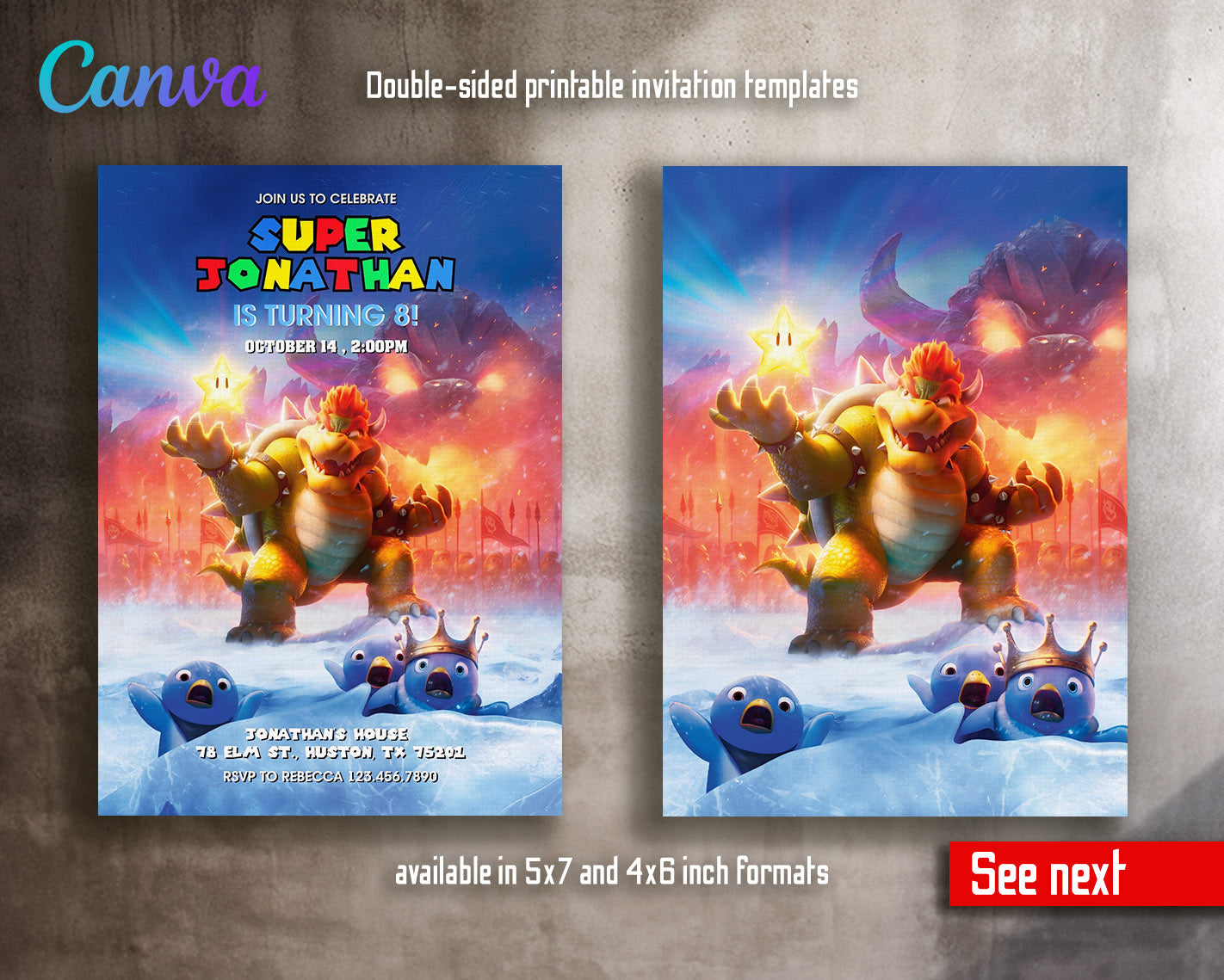 Super Mario Bros customizable invitation template | Share or Print | | CB642