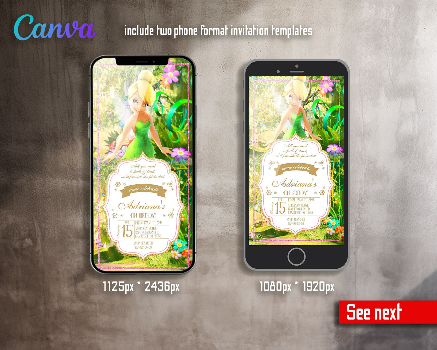 Tinker Bell Fairy Princess customizable invitation template | Share or Print | girl | XB799