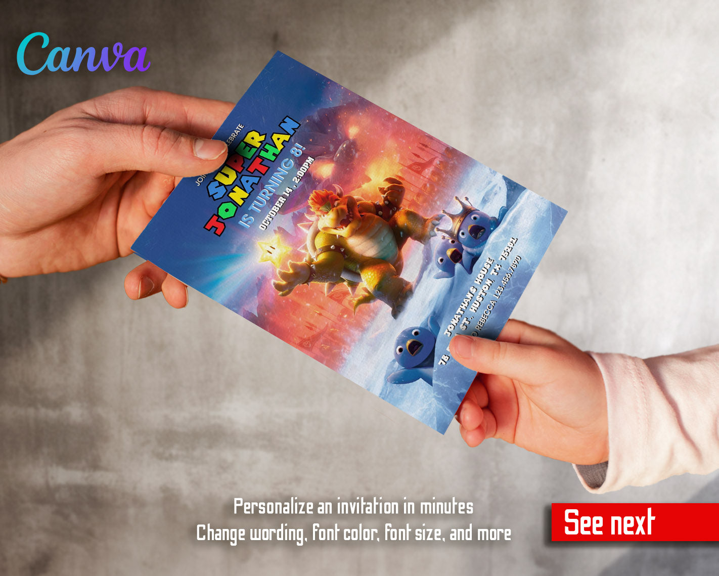 Super Mario Bros customizable invitation template | Share or Print | | CB642