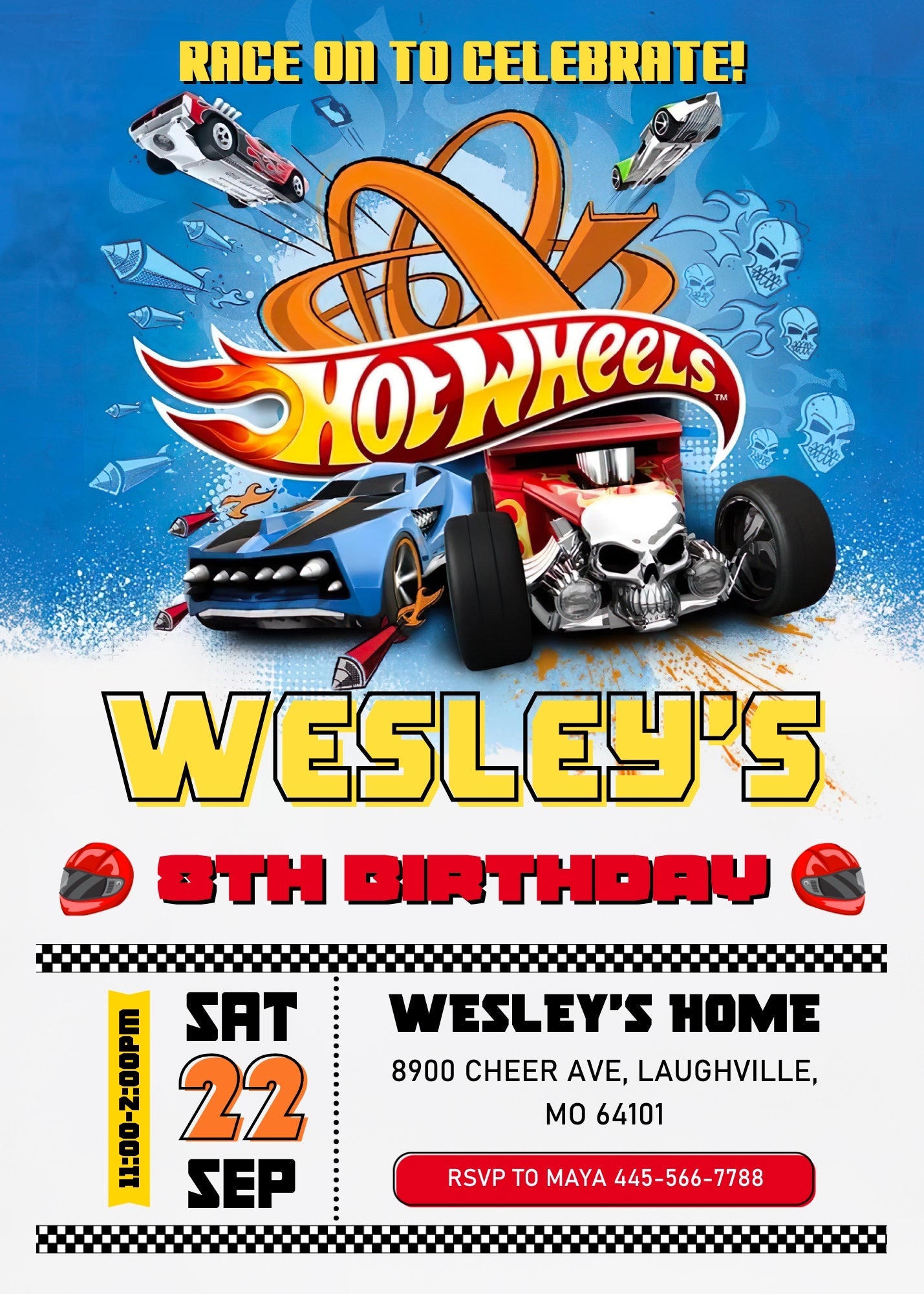 Hot Wheels Racing customizable invitation template | Share or Print | boy | XN549