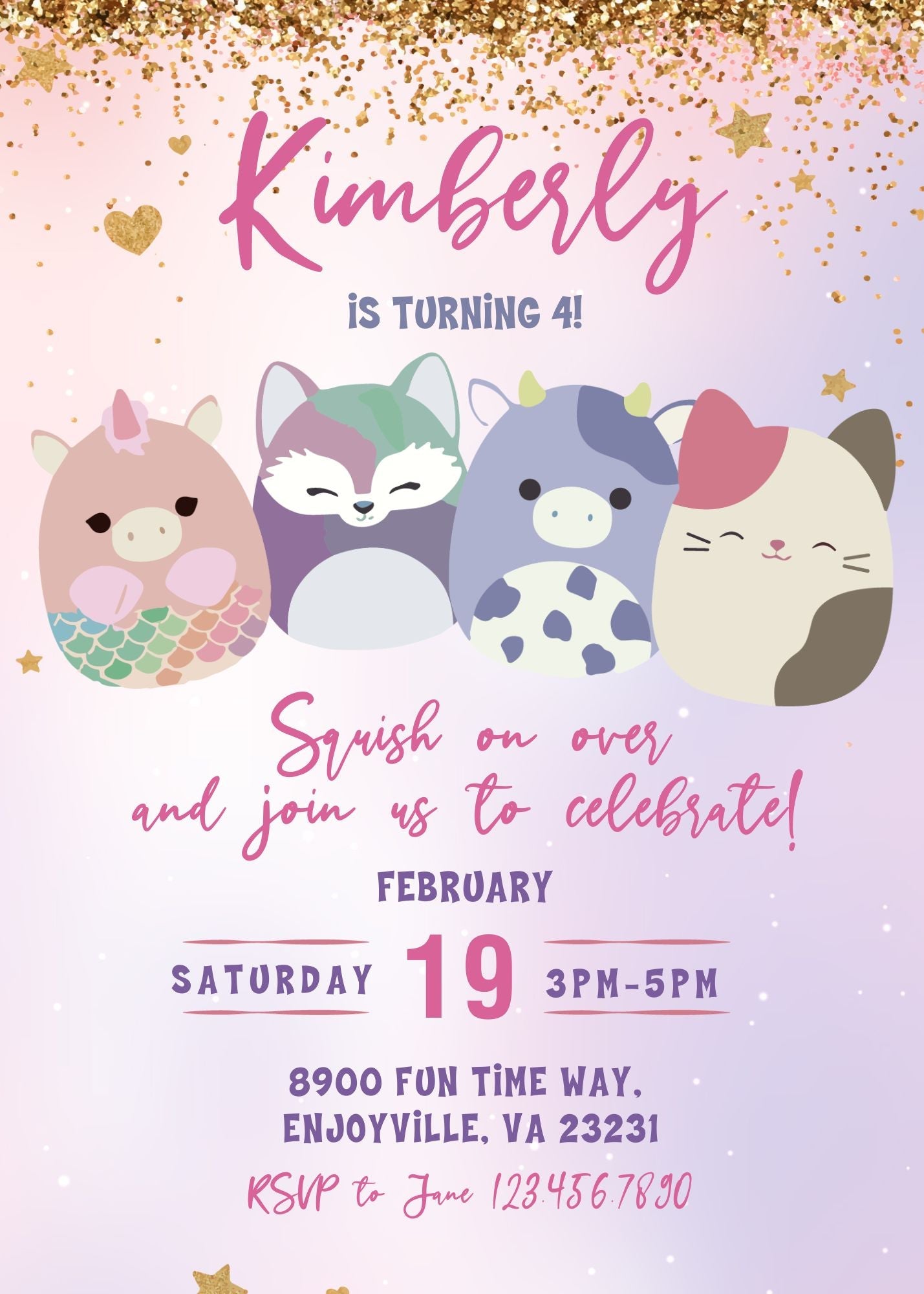 Squishmallows customizable invitation template | Share or Print | | PF636