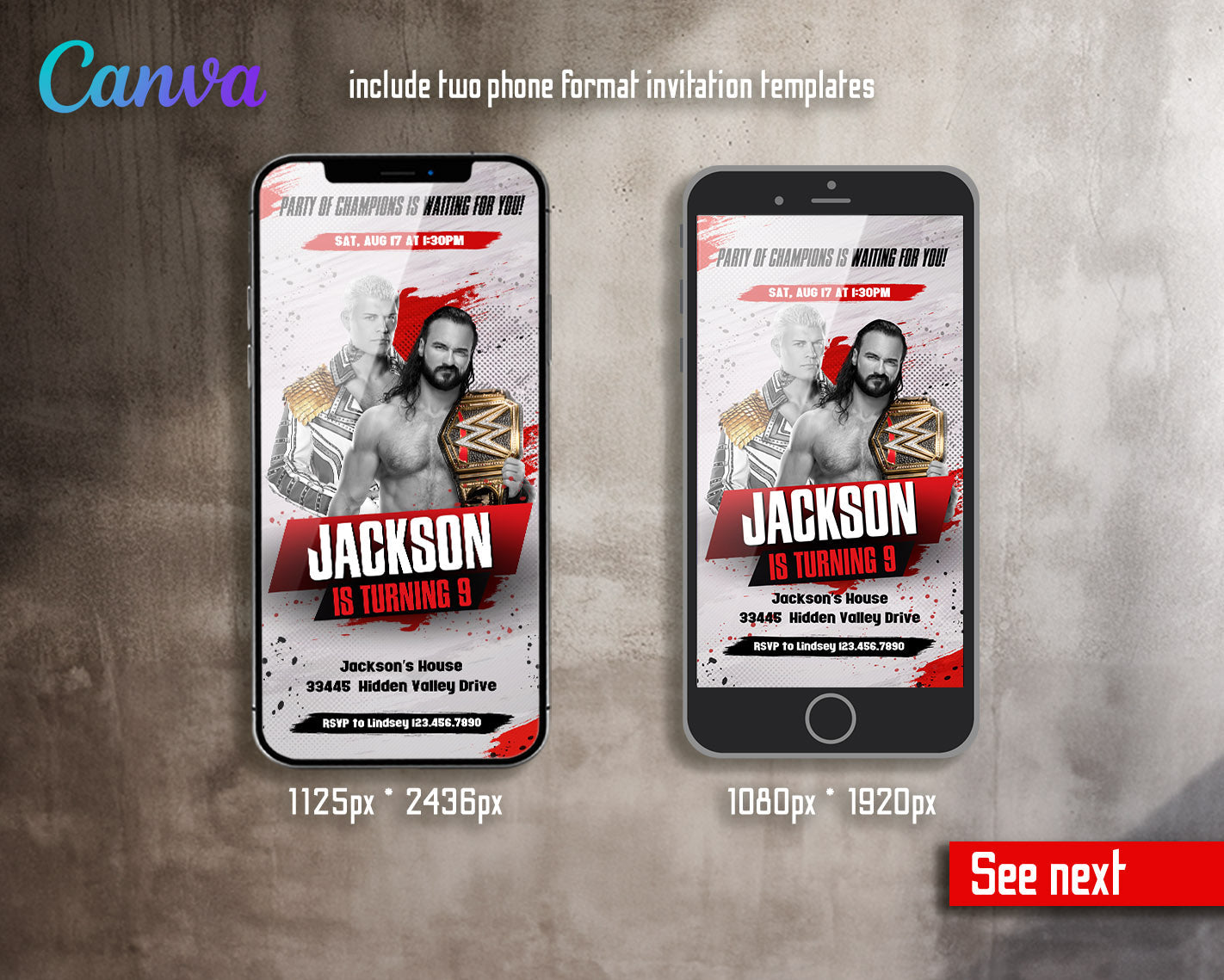 Wrestling WWE WrestleMania customizable invitation template | Share or Print | boy | NB270