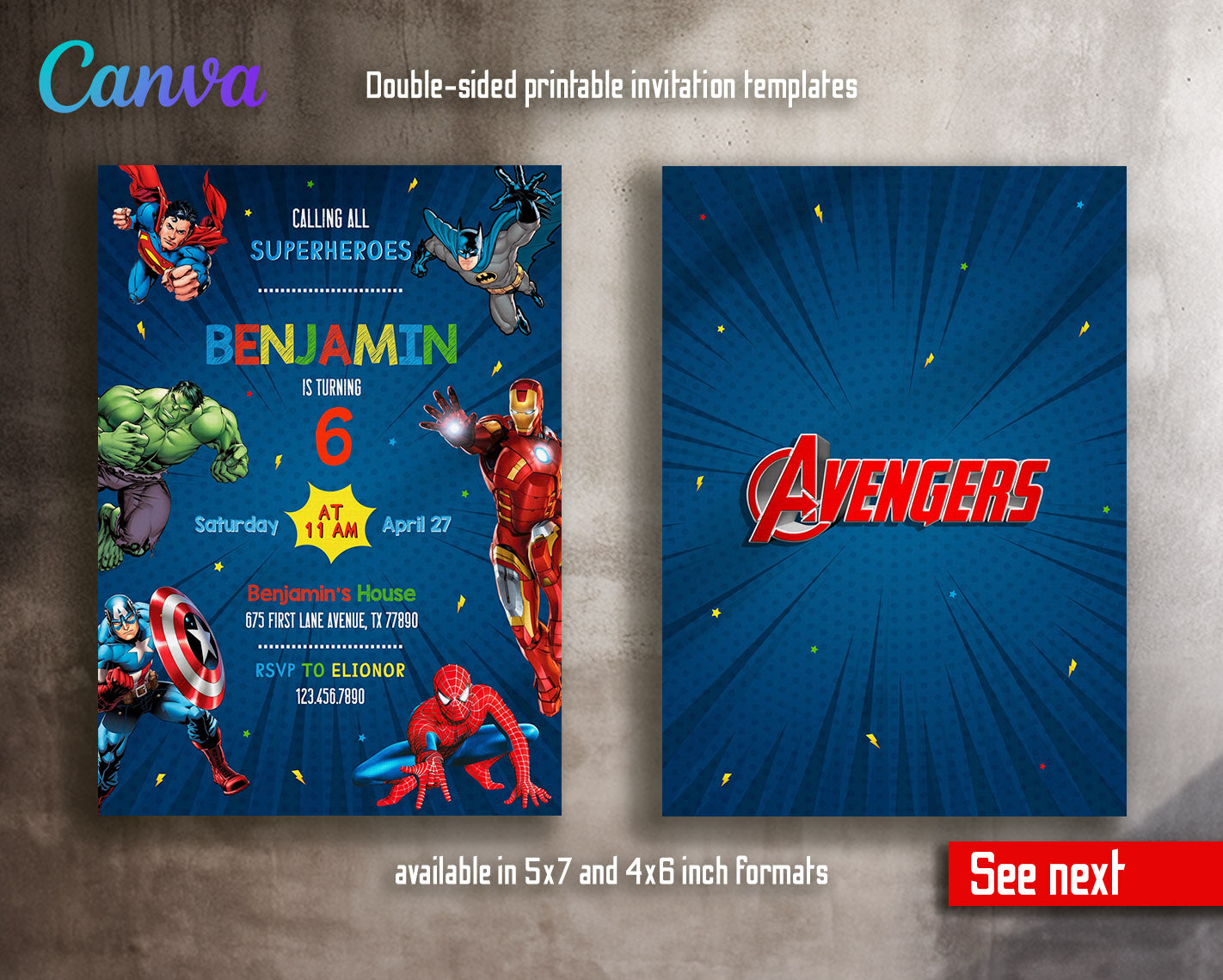 Avengers Marvel Superhero customizable invitation template | Share or Print | boy | MY855